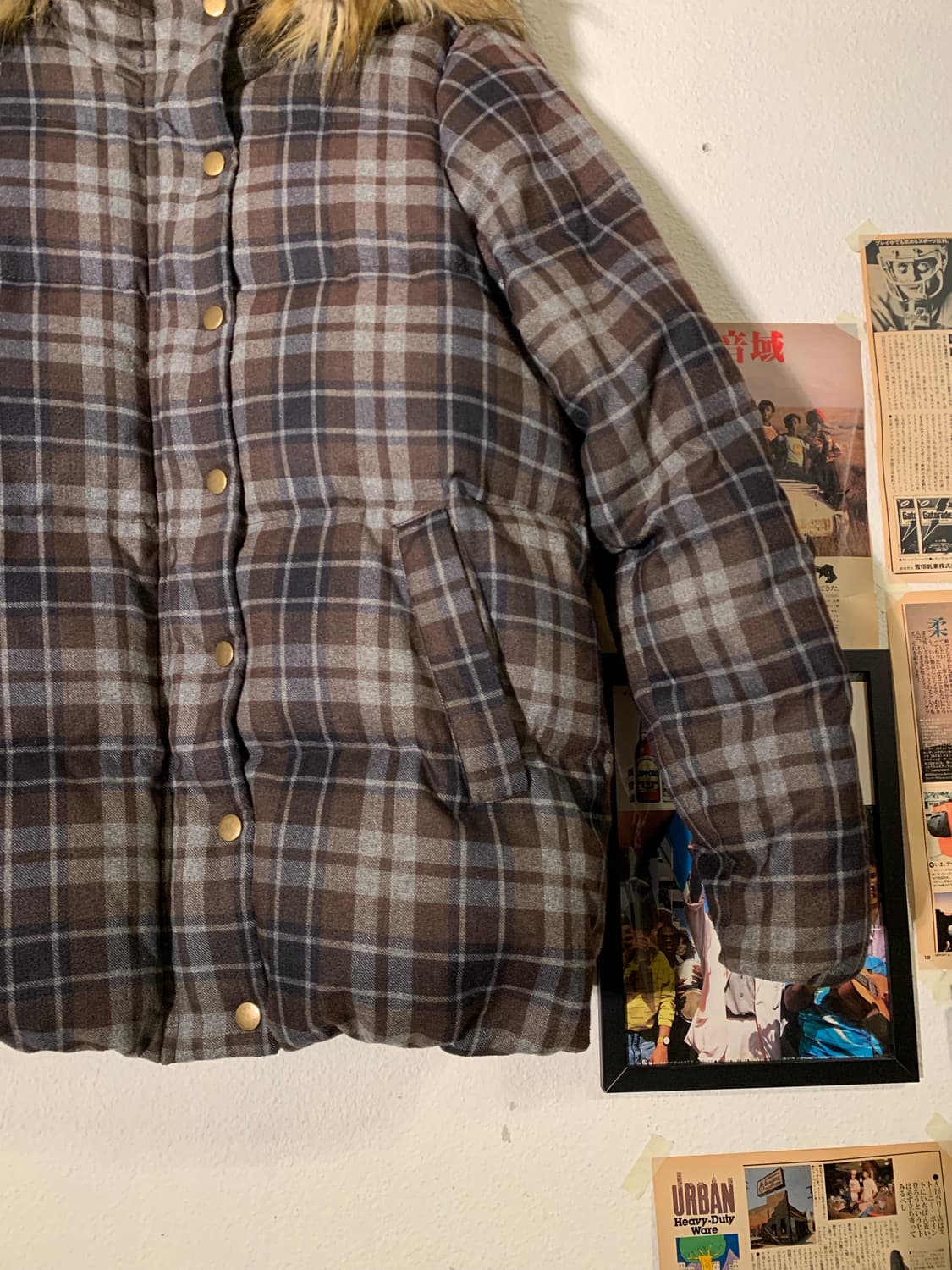 빔즈하트 타탄체크 퍼 패딩 상품이미지2