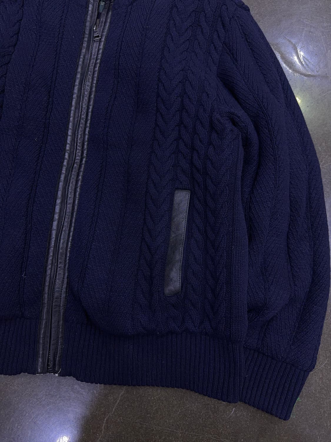 헨리코튼 토끼털 울 캐시미어 블렌드 케이블 니트 집업 자켓 100 상품이미지5