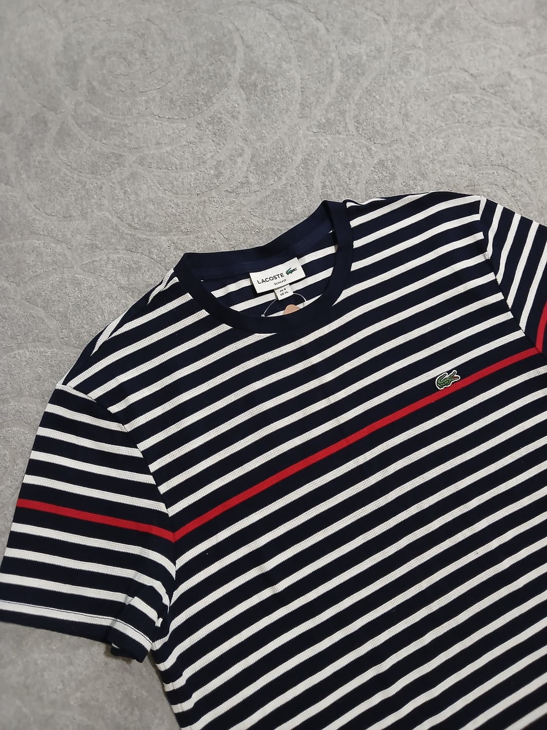 *Lacoste 스트라이프 반팔 티셔츠 (네이비) 상품이미지3