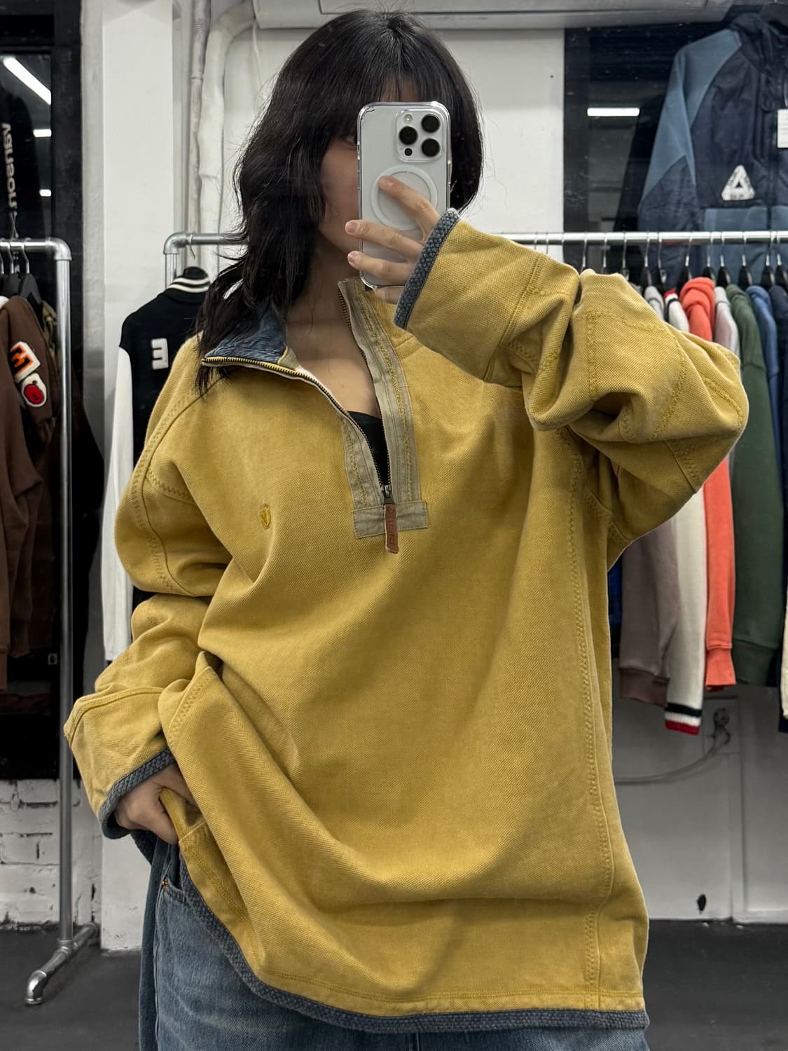 VTG 코튼 데님 넥 오버핏 롱슬리브 상품이미지2