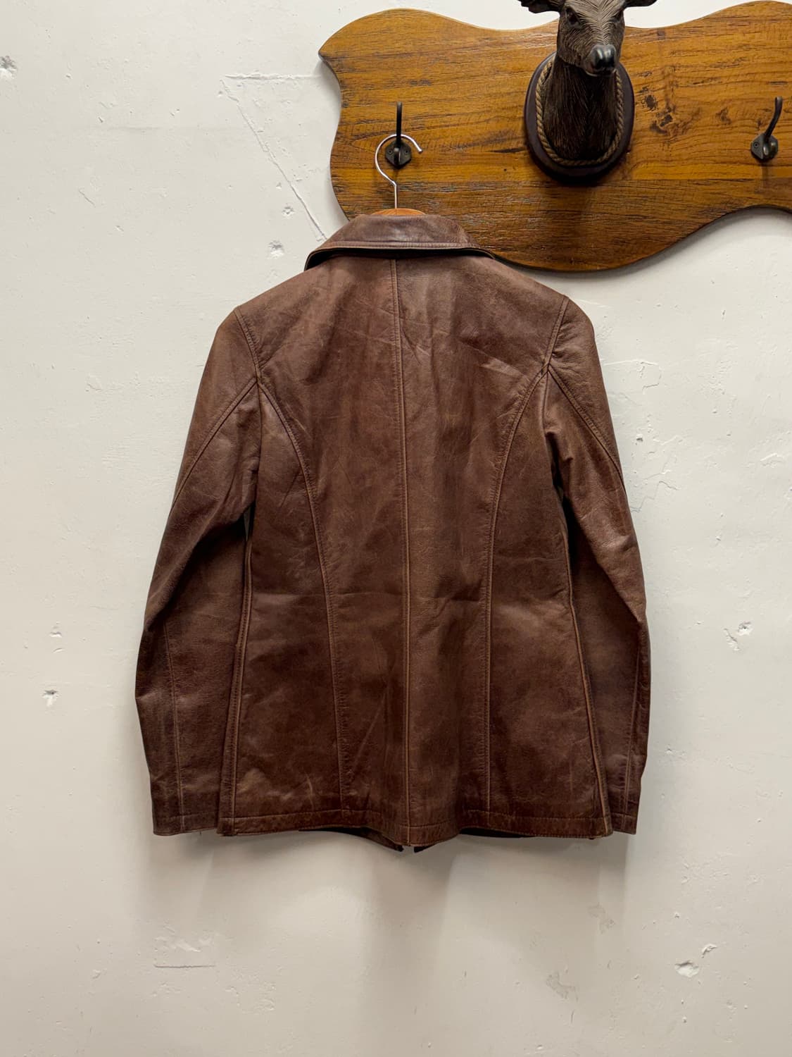 Vintage Sheepskin Leather Zip-Up Jacket 상품이미지5