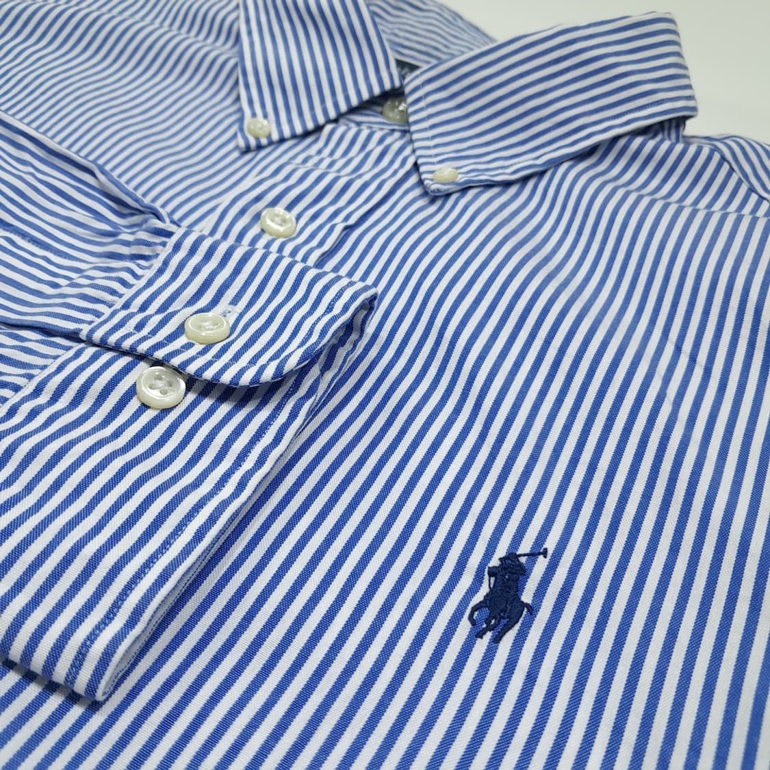 CL965 XL 폴로 90s 홍콩판 클래식핏 블루 스트라이프 셔츠 남방 상품이미지4
