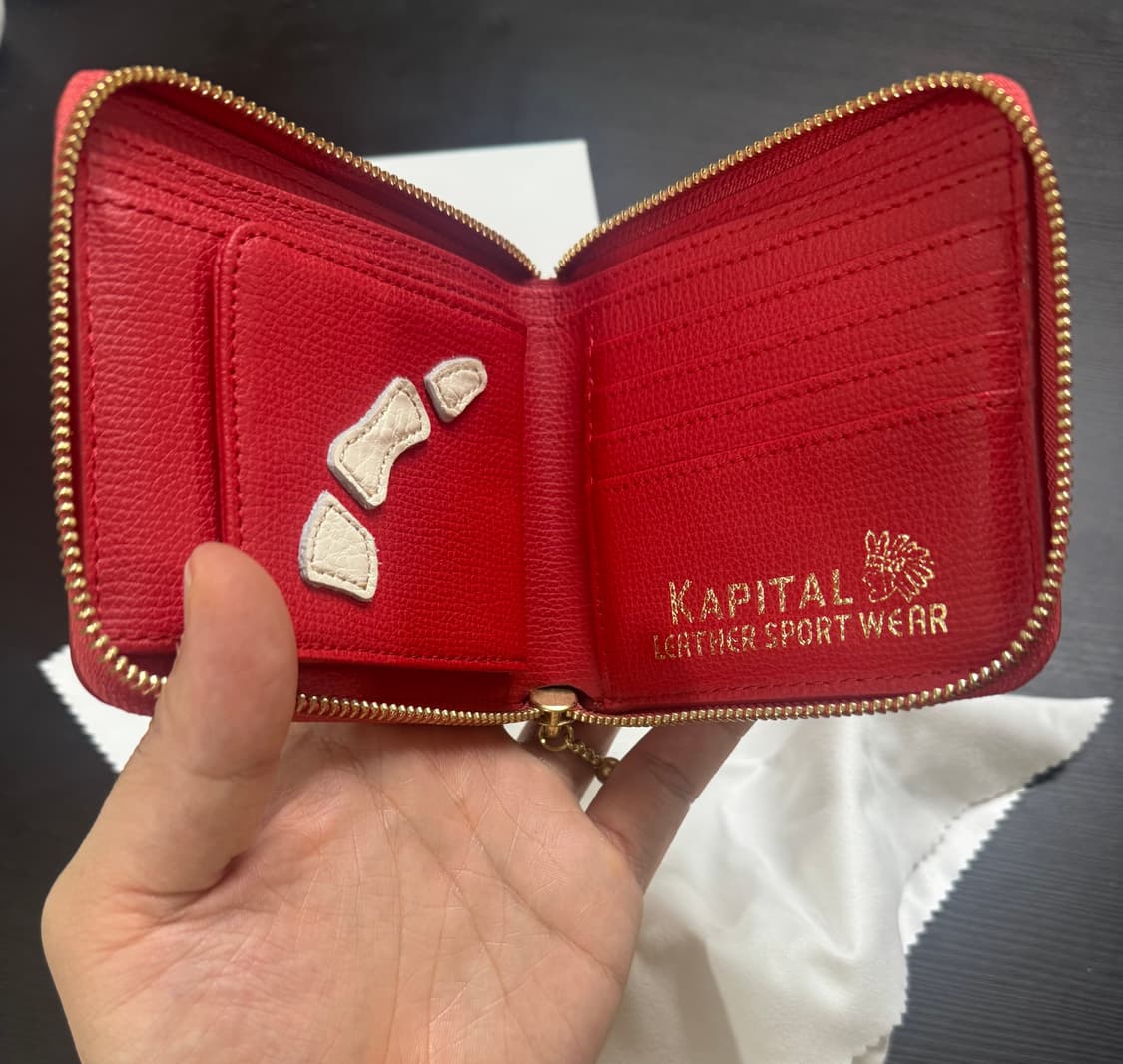 Kapital 캐피탈 떰즈 업 본 핸드 집 월렛 지갑 레드 상품이미지2