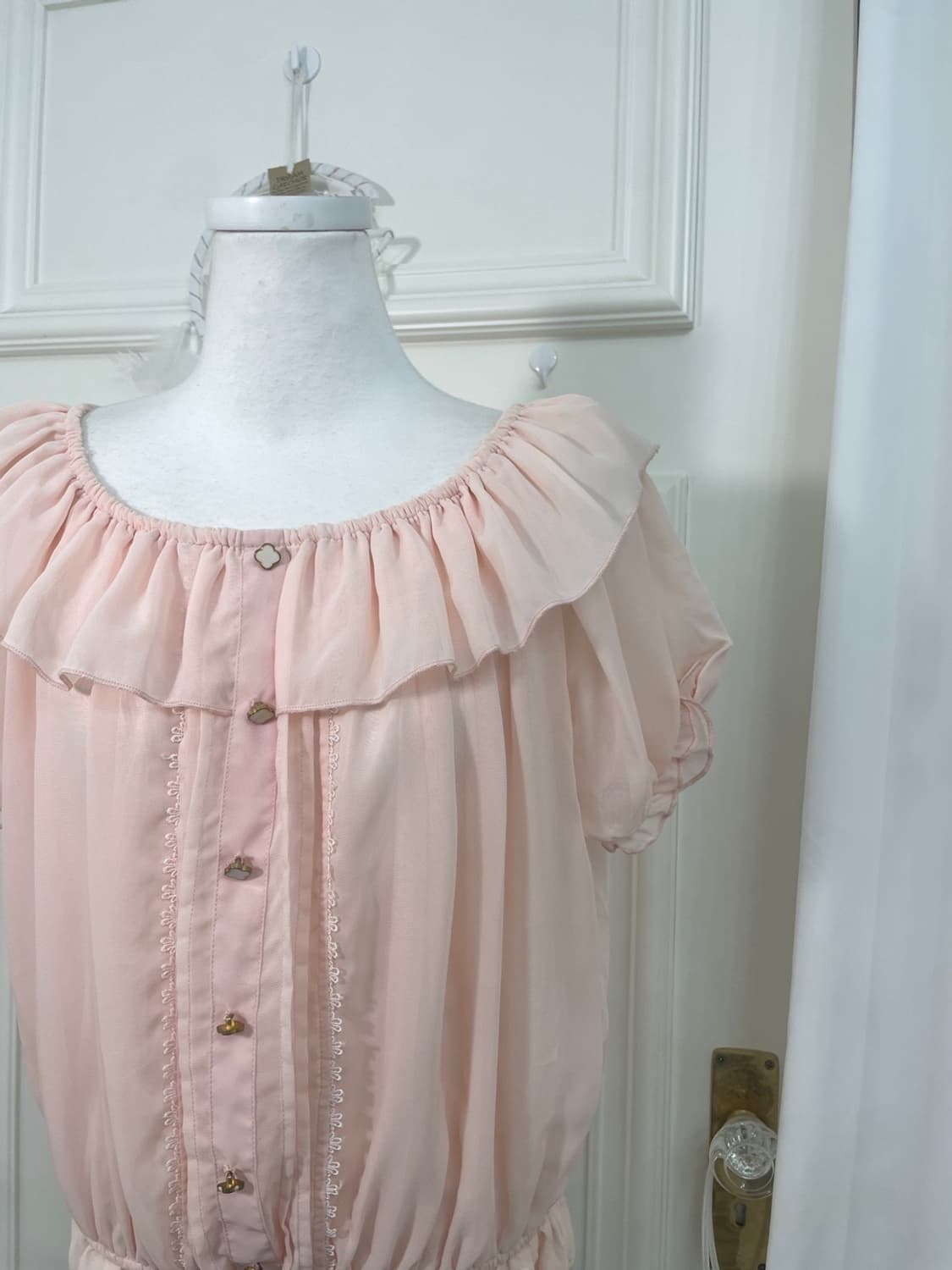 coral lace off-shoulder summer blouse 상품이미지6