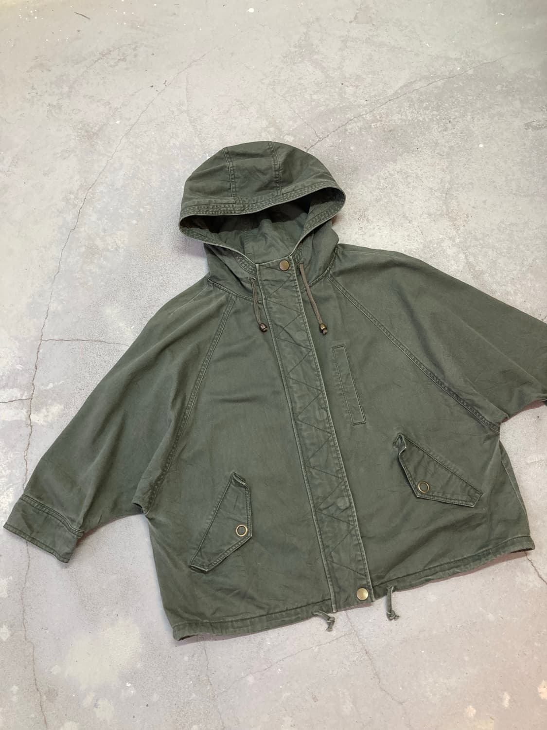 khaki batwing hooded utility jacket 상품이미지2