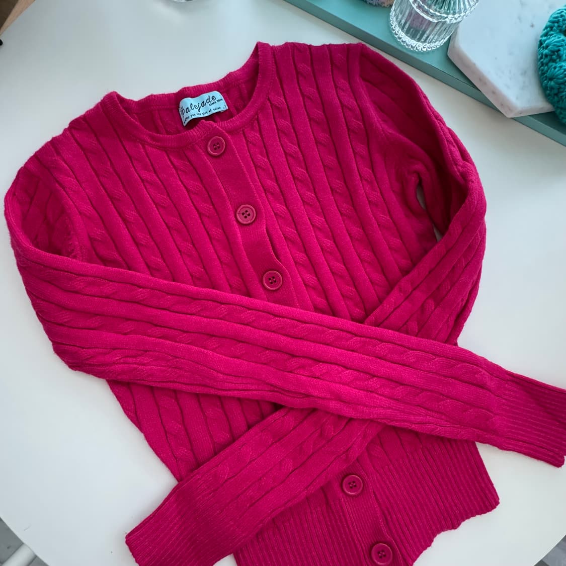 (새옷)핫핑크 케이블 니트가디건 상품이미지1