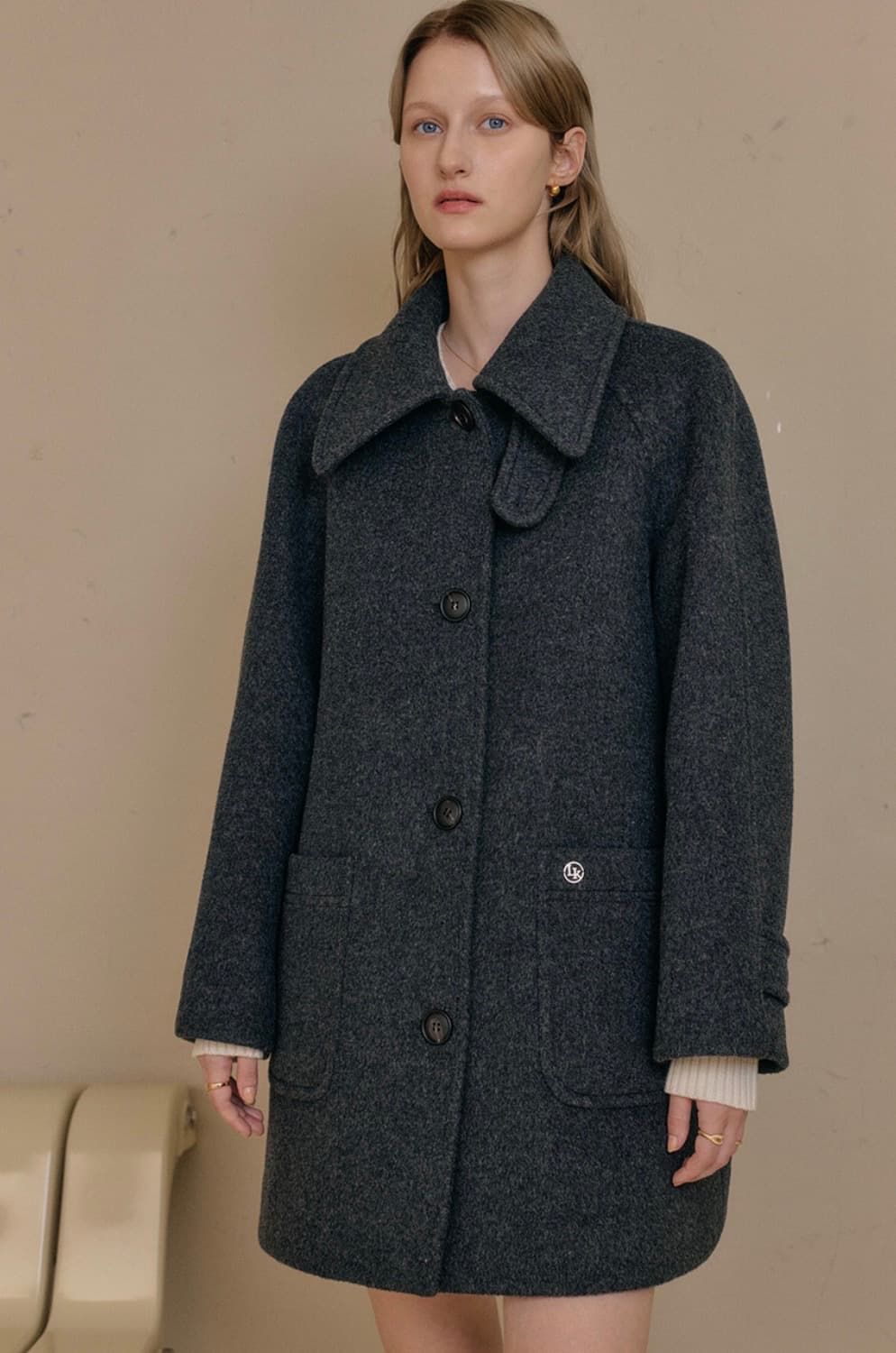 룩캐스트 마리 하프 울 코트 MARY HALF WOOL COAT 챠콜 상품이미지1