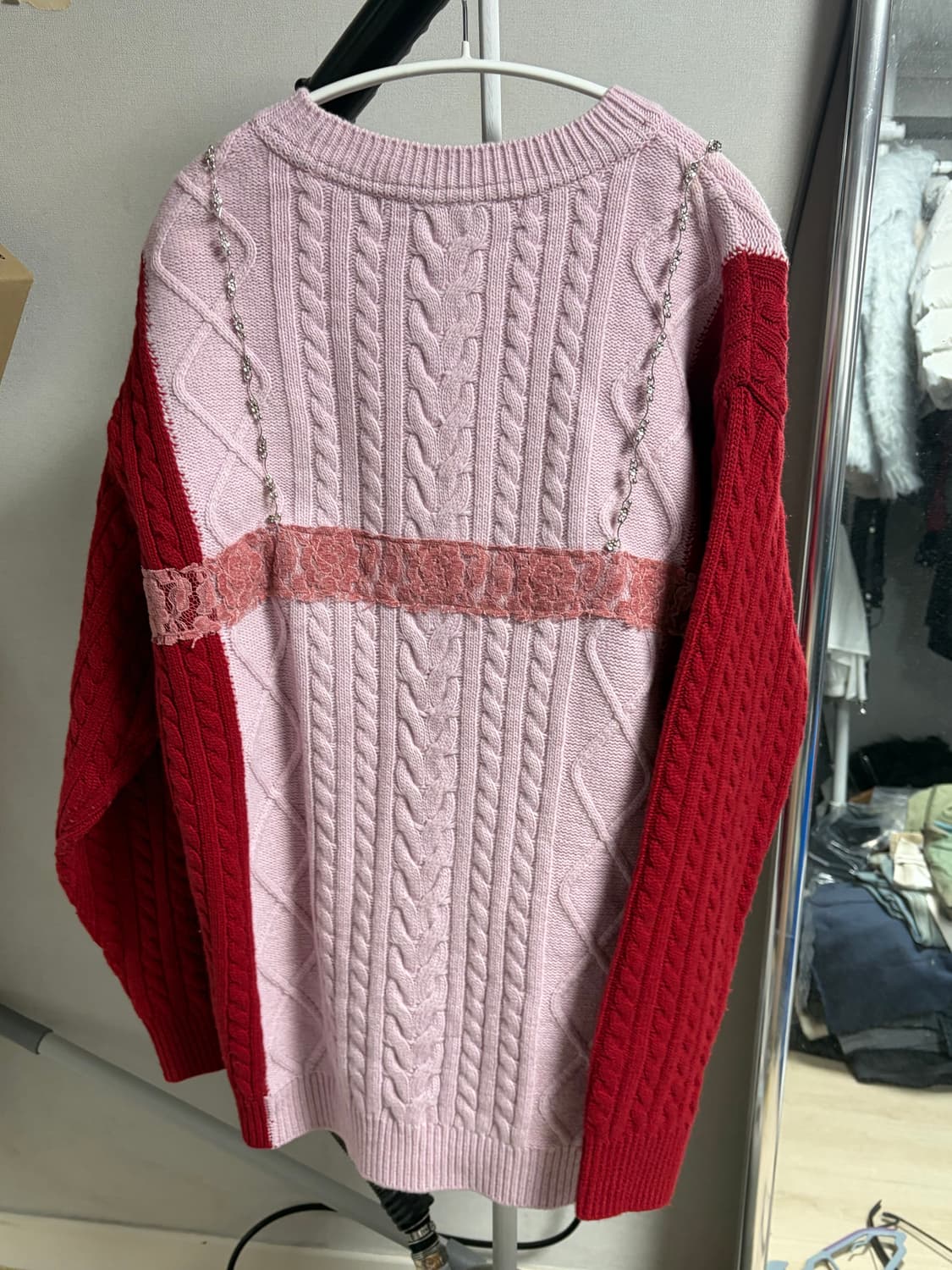 앤더슨벨 레이스 란제리 보이프렌드핏 니트 atb1183w(PINK) 상품이미지10