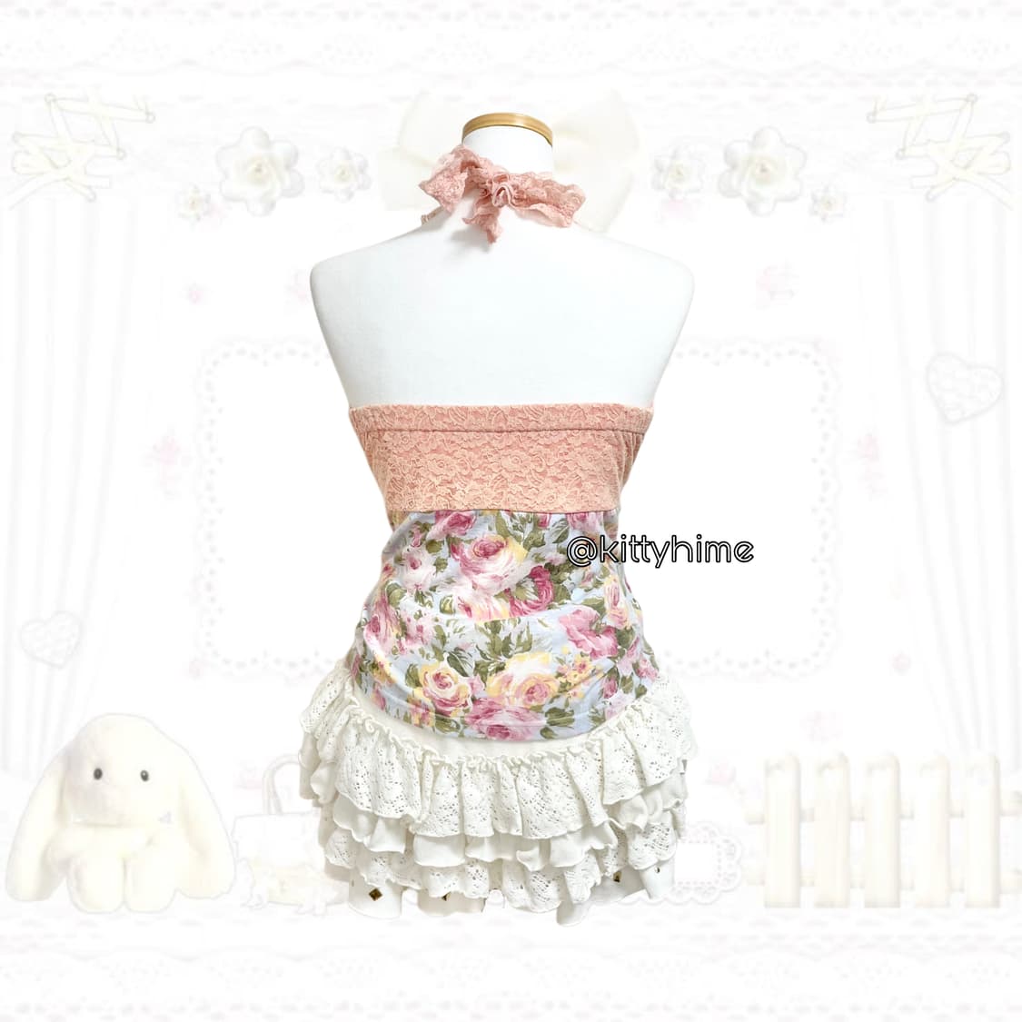 d.i.a. 다이아 히메갸루 플로럴 레이스 홀터넥 오네갸루 러블리로맨틱  상품이미지2