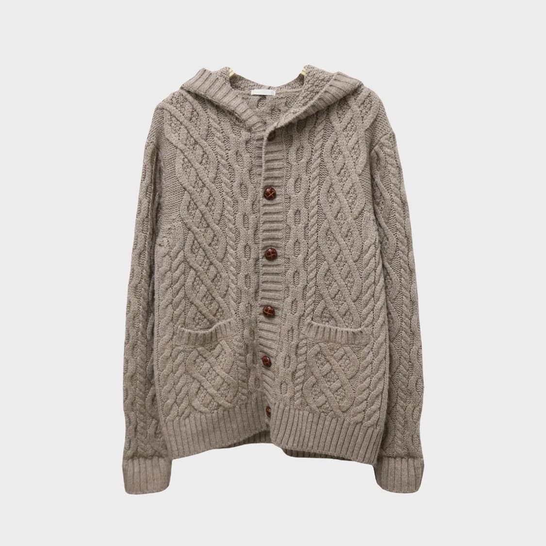 GU 브라운 후드 울 혼방 니트 자켓 61134 상품이미지1