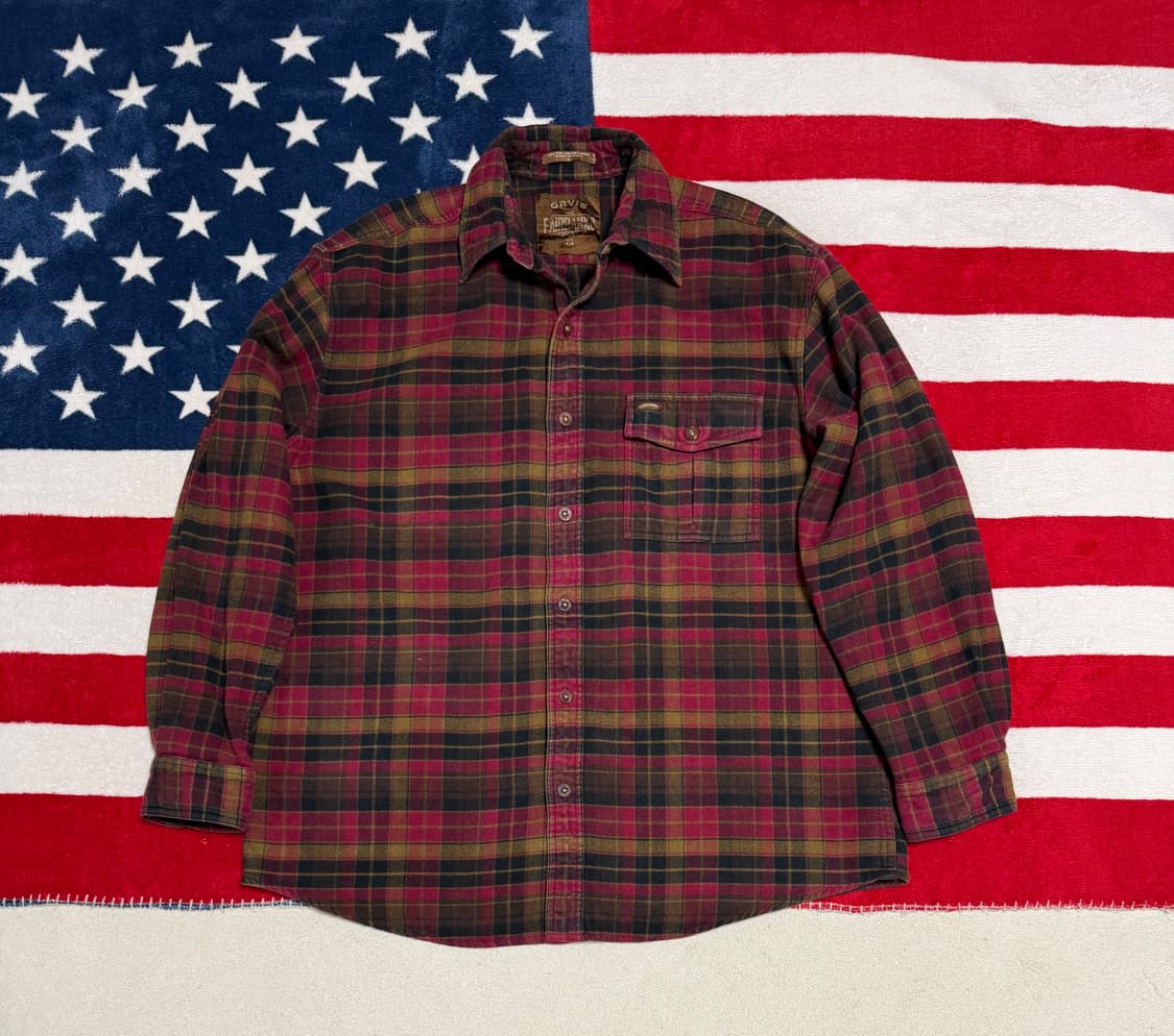오비스헤비플란넬셔츠 Orvis flannel shirt 스웨이드엘보패치 상품이미지1