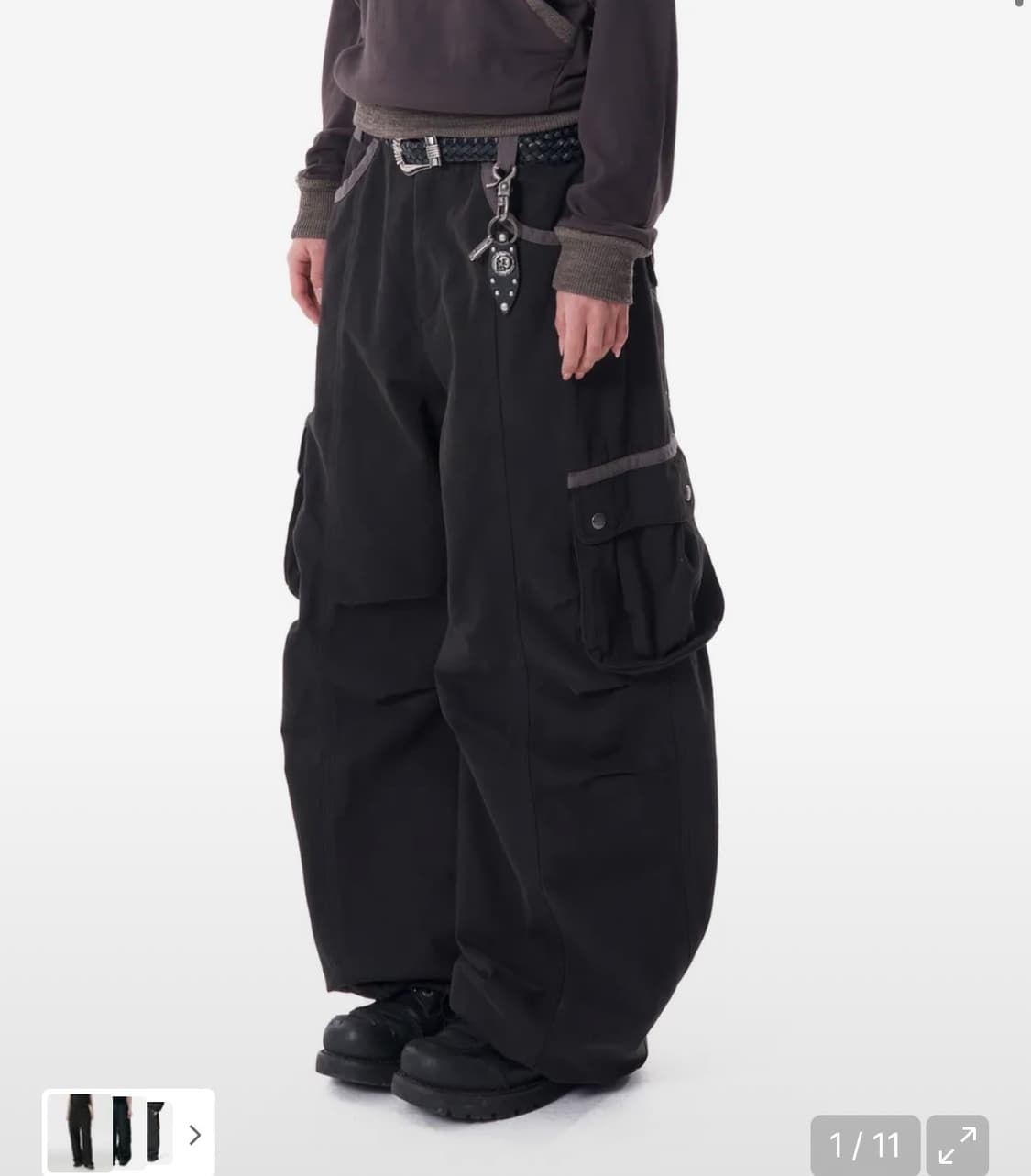 아캄 knee pintuck contrast cargo pants 상품이미지1
