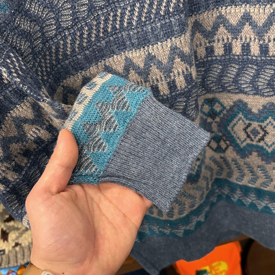 90s JPN 페어아일 지오매트릭 자카드 패턴니트 상품이미지4