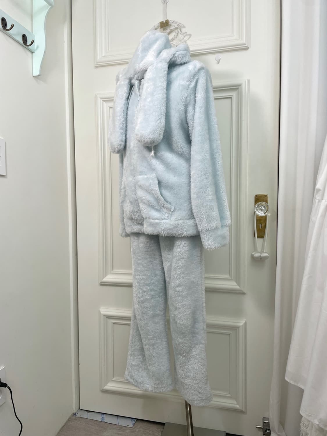 sky-blue rabbit fur hoodie&pants set 상품이미지2