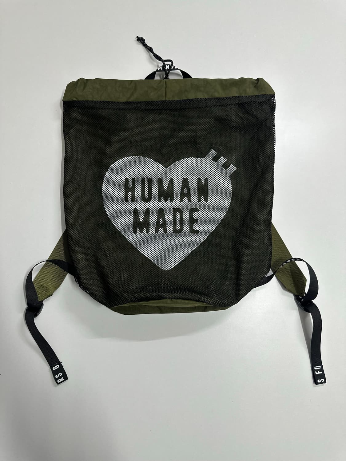 휴먼메이드 하트 로고 드로우스트링 백 카키 상품이미지2