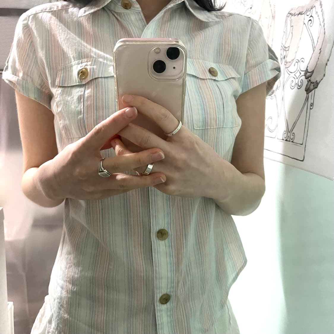 23구 모리걸 스트라이프 셔츠 상품이미지5