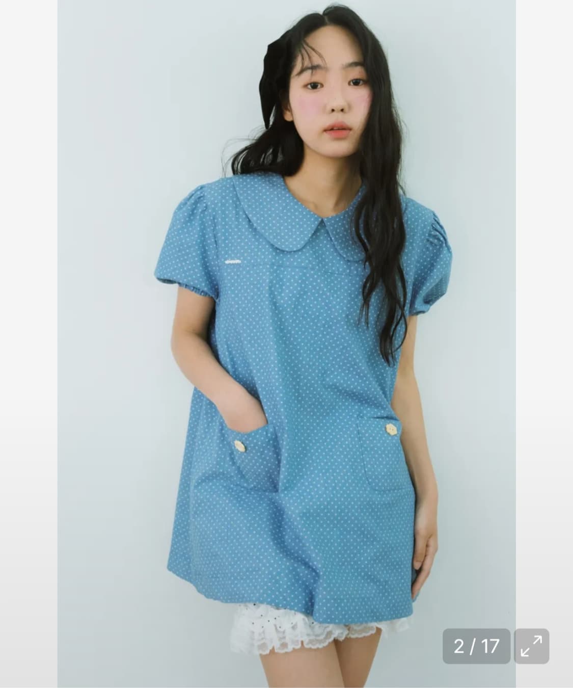 샤키리 제인 퍼프 미니 드레스 (블루) 상품이미지3