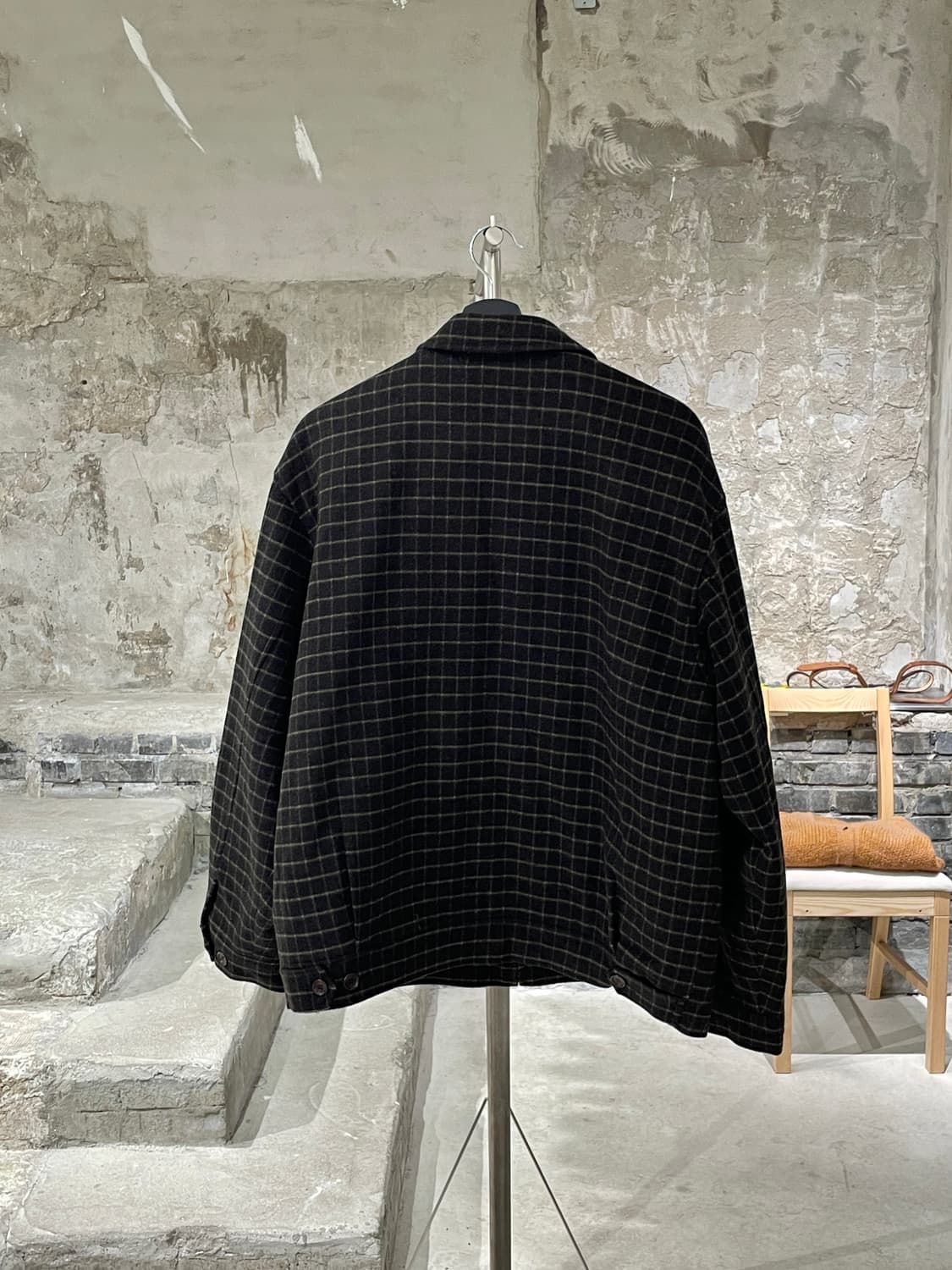 발망 다크 브라운 체크 울 집업 자켓 상품이미지6