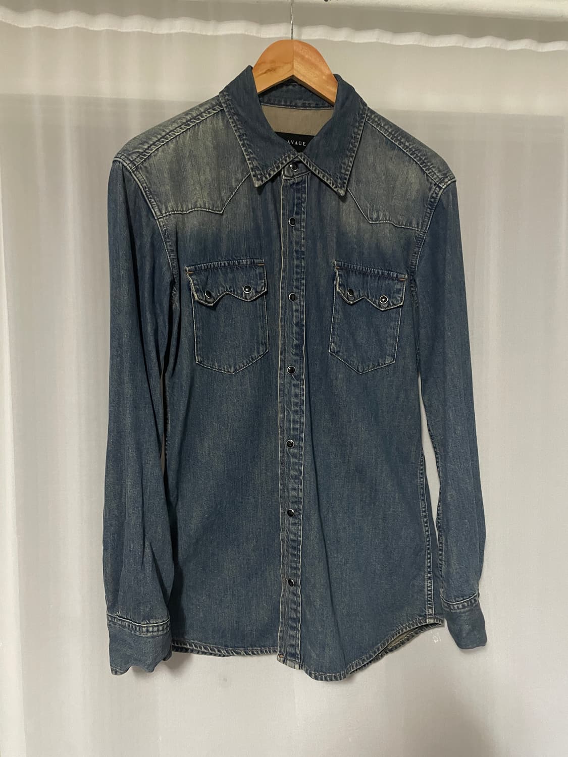 [m] 세비지 데님 웨스턴 셔츠 빈티지 블루 상품이미지2