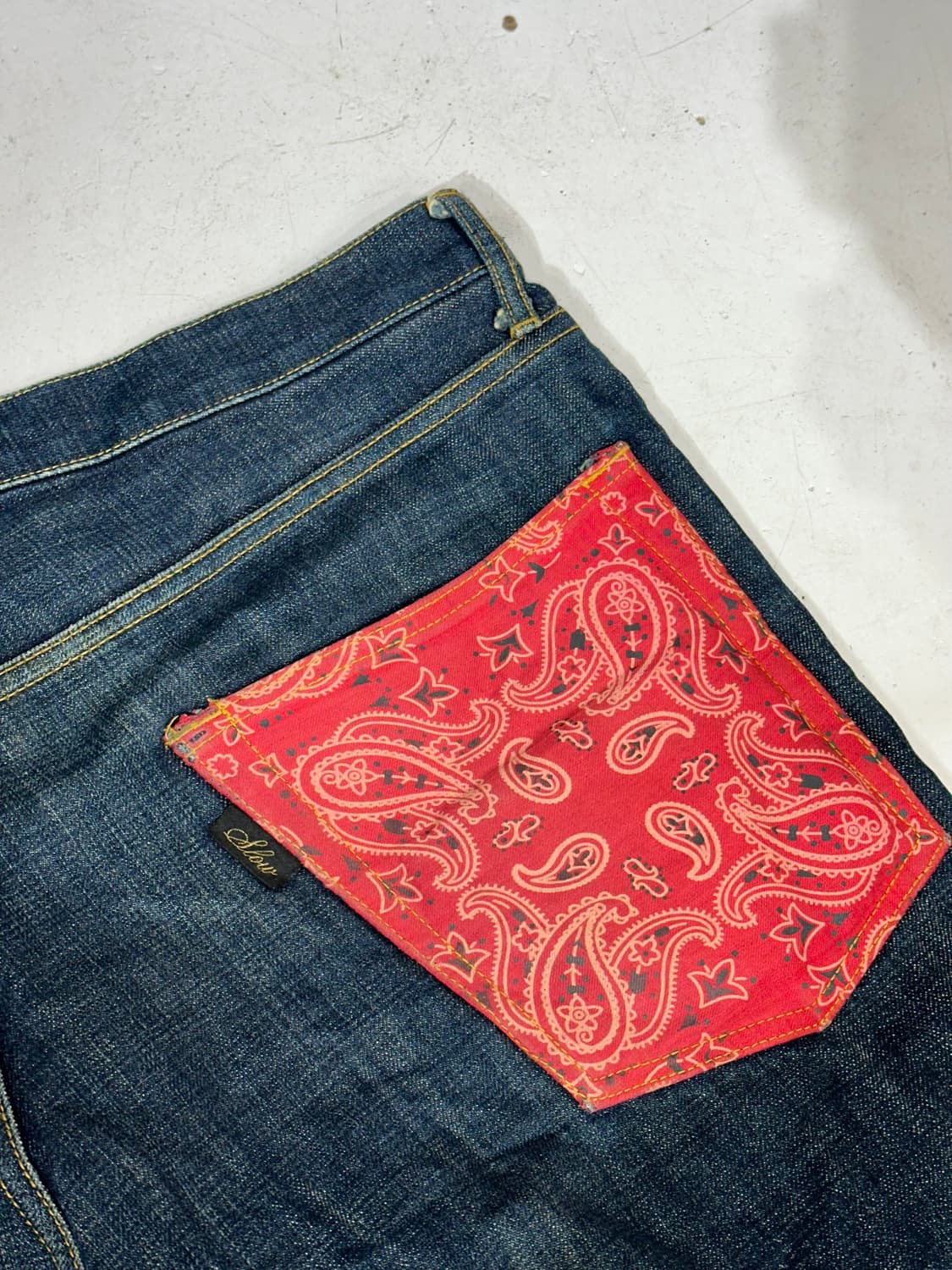 90s 일본 빈티지 진청 백 포켓 포인크 와이드 힙합 데넴 팬츠 청바지 상품이미지6