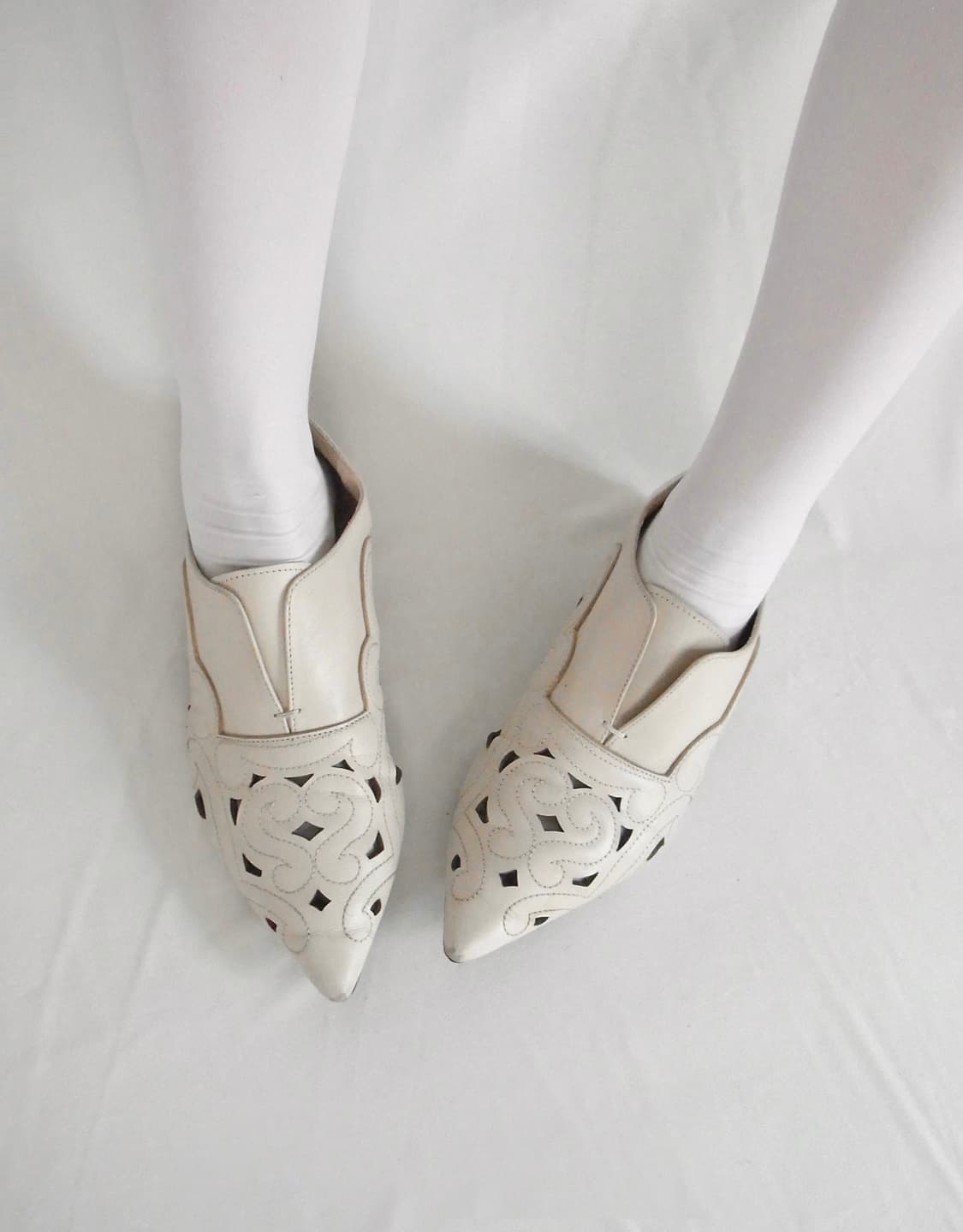 Ivory leather carving ৎ୭ flats 상품이미지6