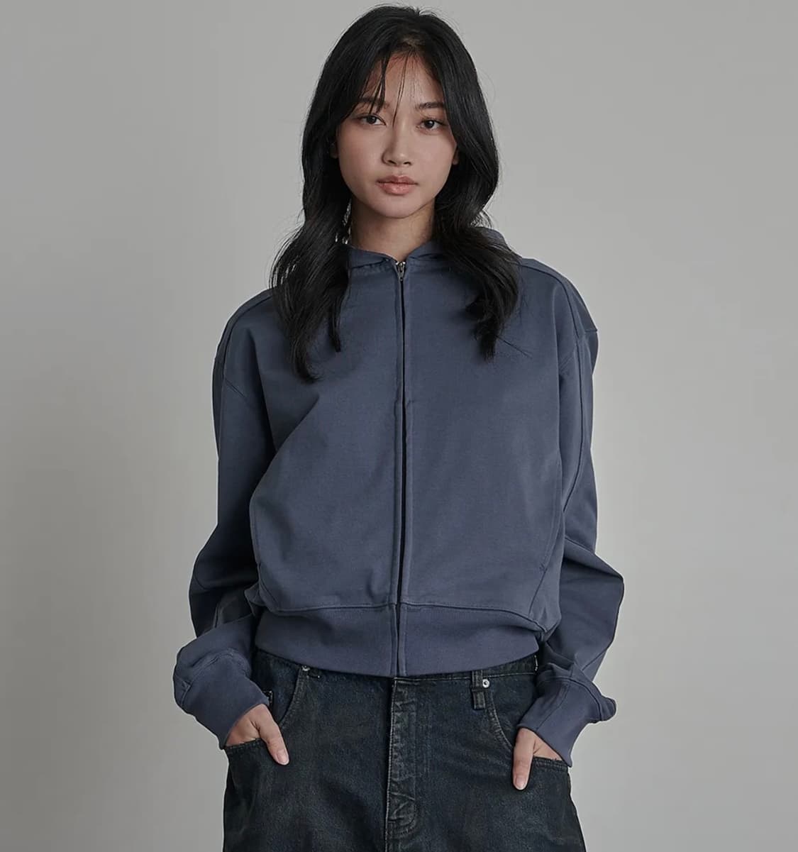 YIYAE 크롭집업 slate blue  (L) 상품이미지1