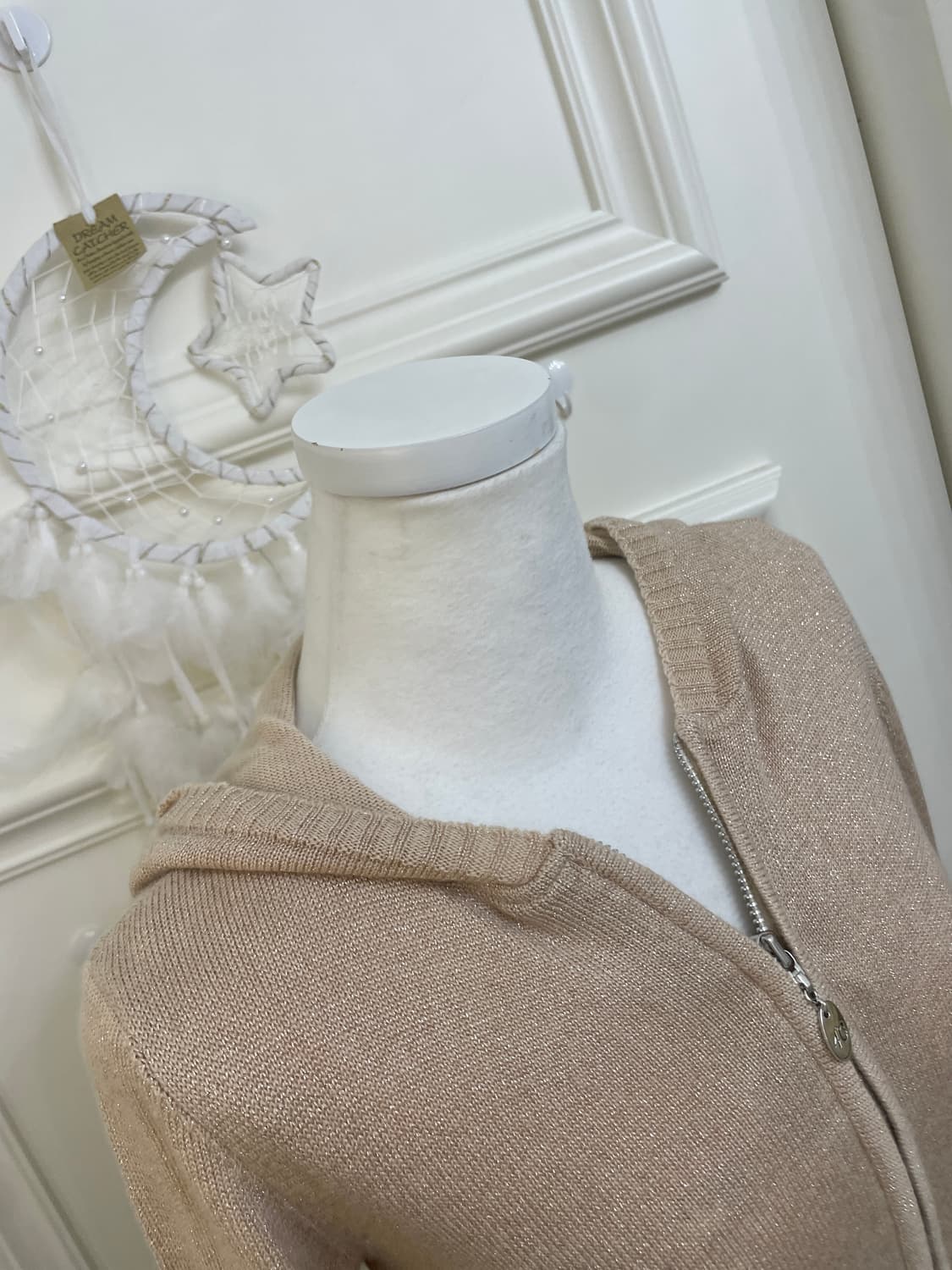 pink beige glitter pocket hoodie-zip 상품이미지8