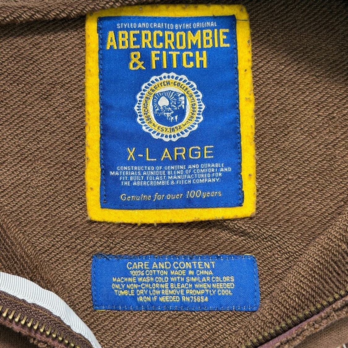 아베크롬비 앤 피치 빈티지 스타일 로고 집업 브라운 XL 상품이미지5