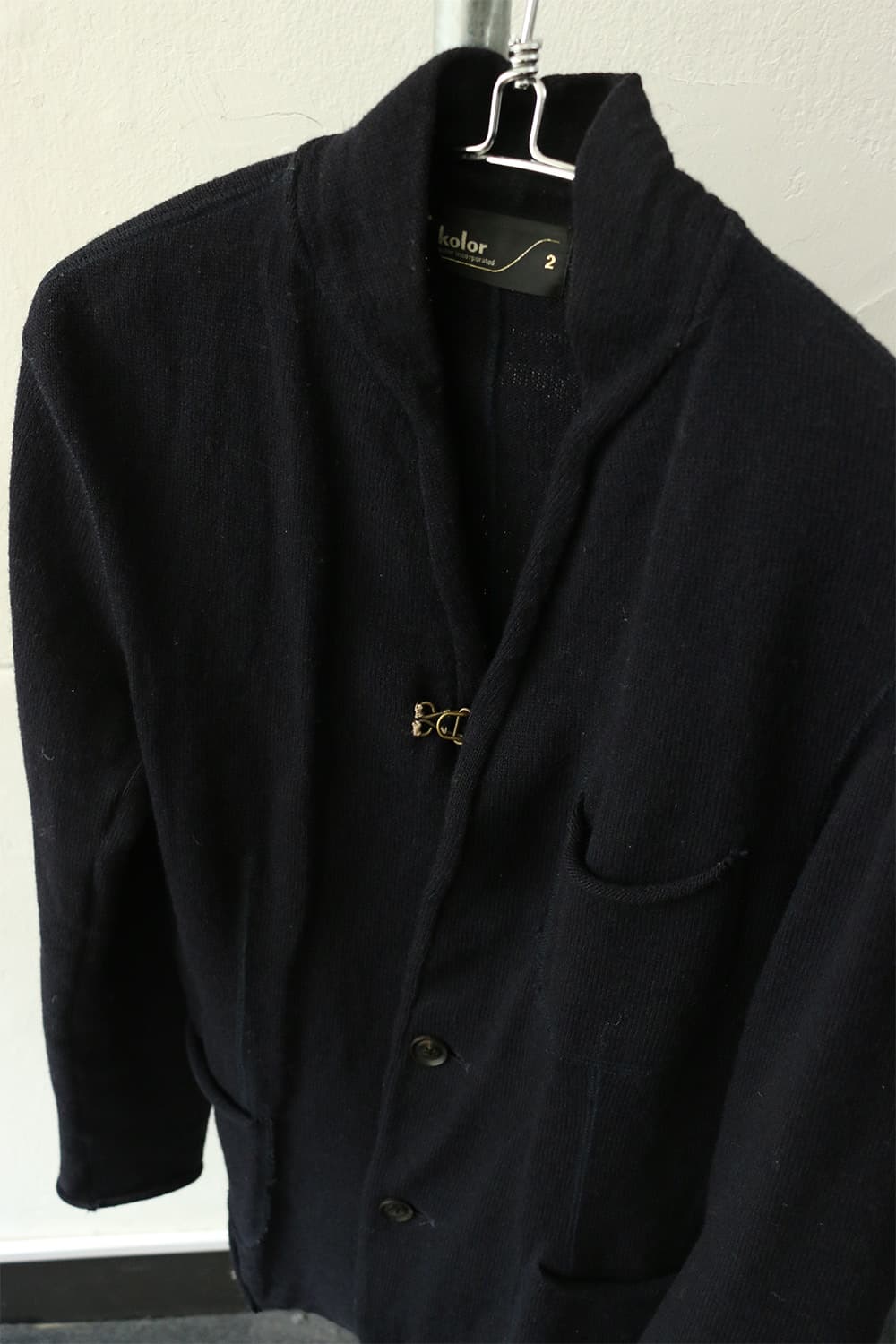컬러 다크네이비 울 니트 가디건 상품이미지5