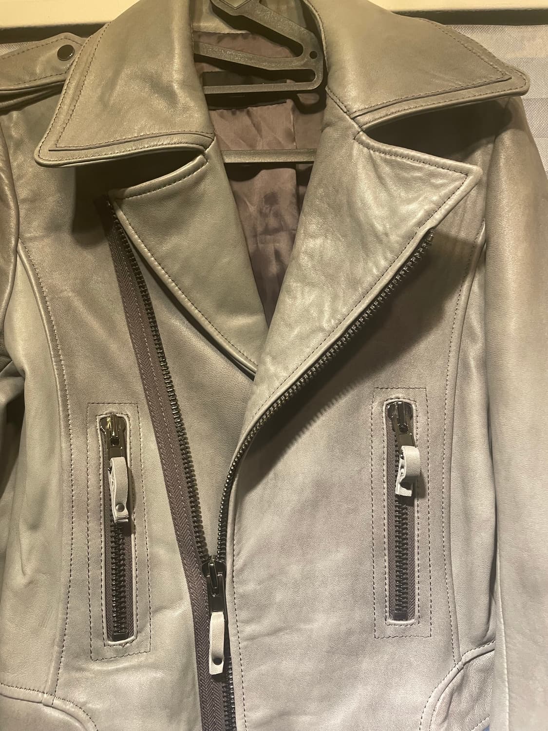 그레이양가죽100% 라이더자켓 66사이즈 상품이미지3
