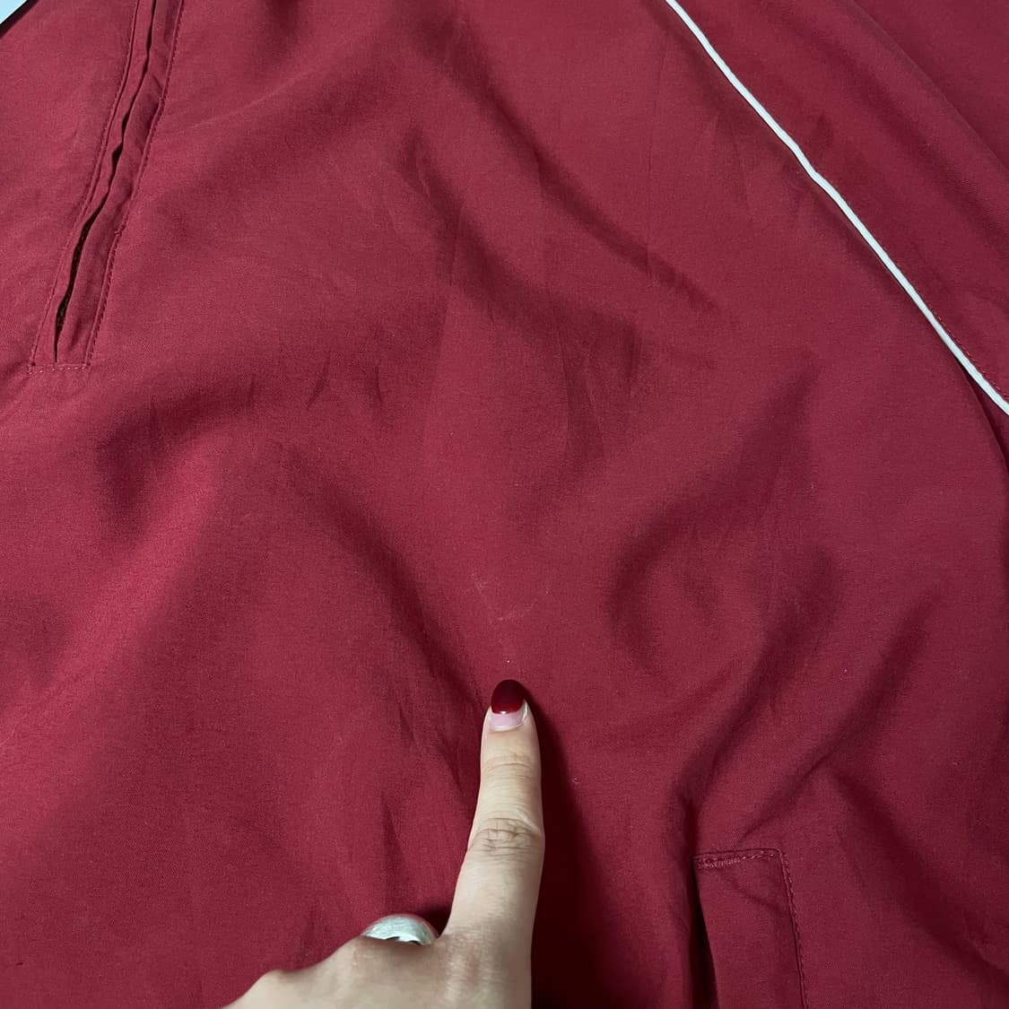 아디다스 레드 화이트라인 폴리 아노락 바람막이 자켓 L 상품이미지5