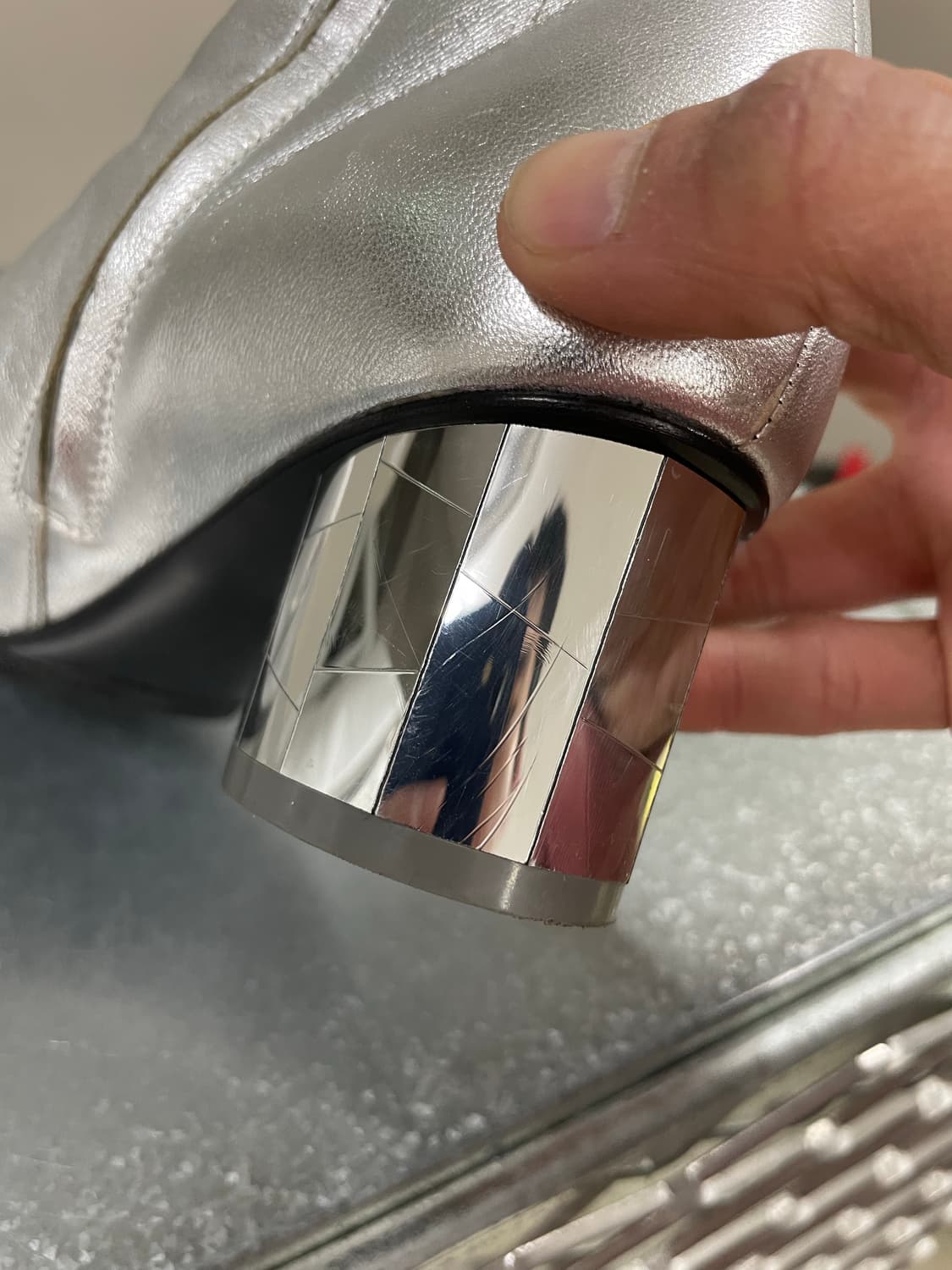 페레가모 미러 힐 가죽 앵클 부츠 5.5 상품이미지10