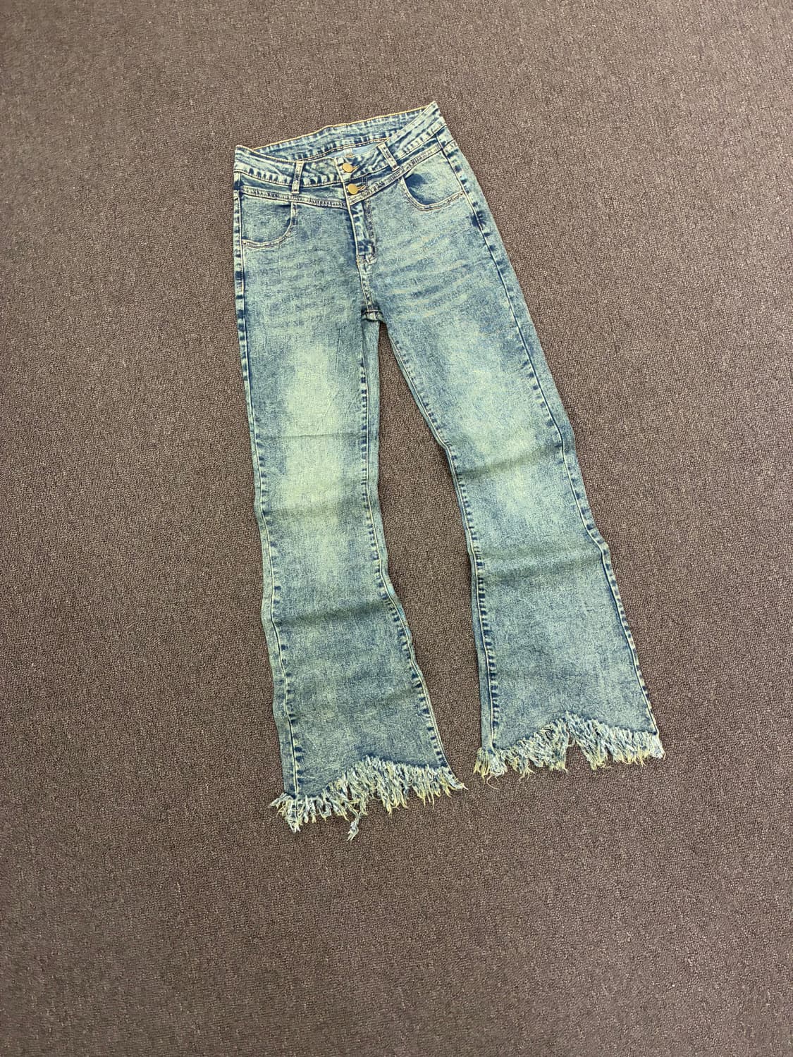 S)Japanese vintage 여성 프린지 부츠컷 데님팬츠 상품이미지3