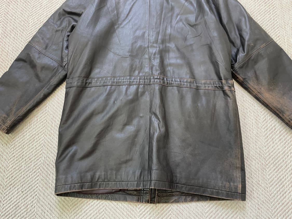 빈티지 양가죽 브라운 에이징 카 코트 상품이미지6