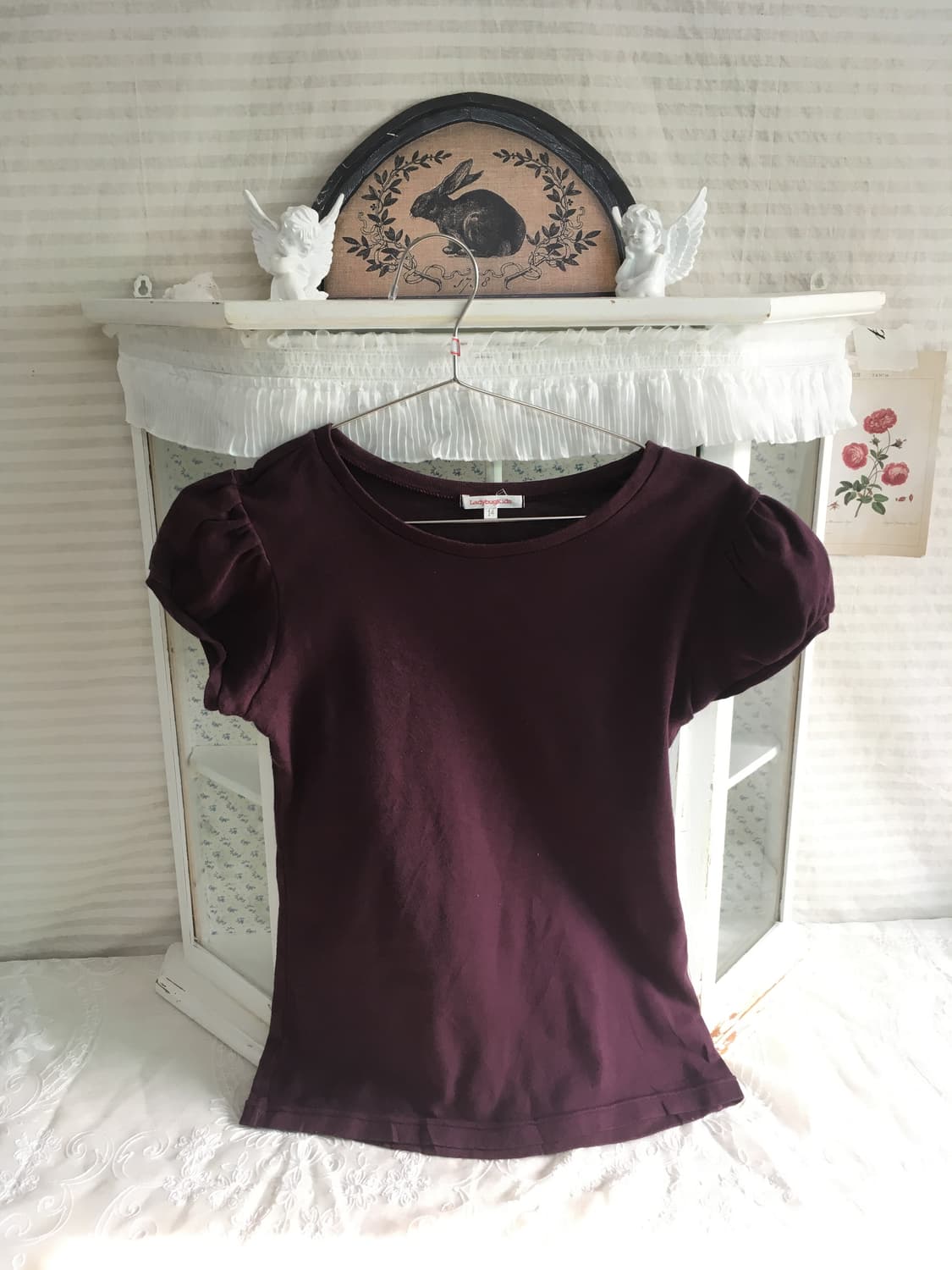 Set) 폴카 도트 슬리브리스 + 버건디 퍼프 반팔 상품이미지7