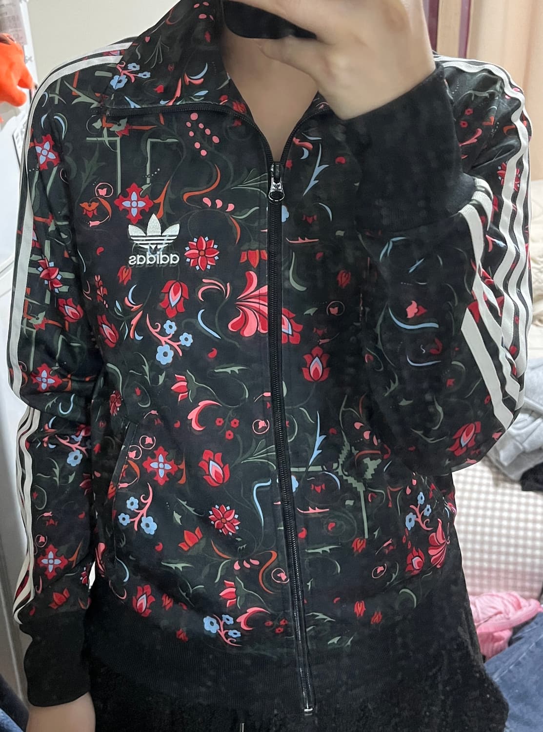 아디다스 희귀 플라워 패턴 블랙 파이어버드 져지 상품이미지1