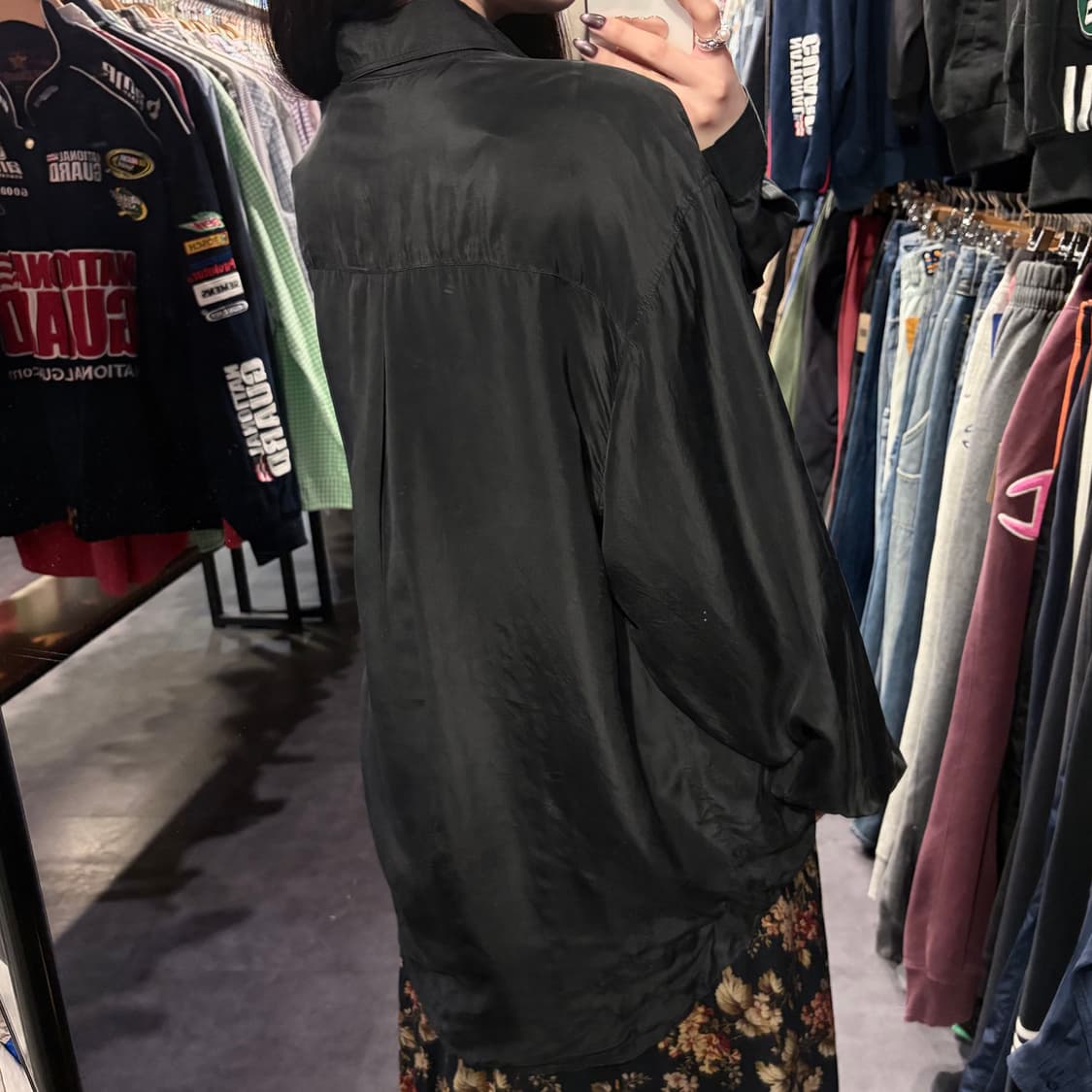 [IM] 실크 긴팔셔츠 블랙 상품이미지6