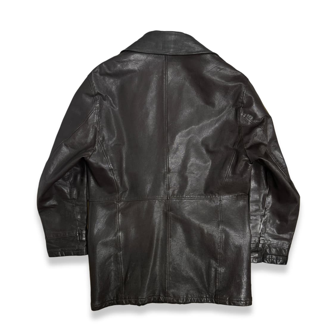 90s EMPORIO ARMANI 더블 브레스트 레더 자켓 L 상품이미지3