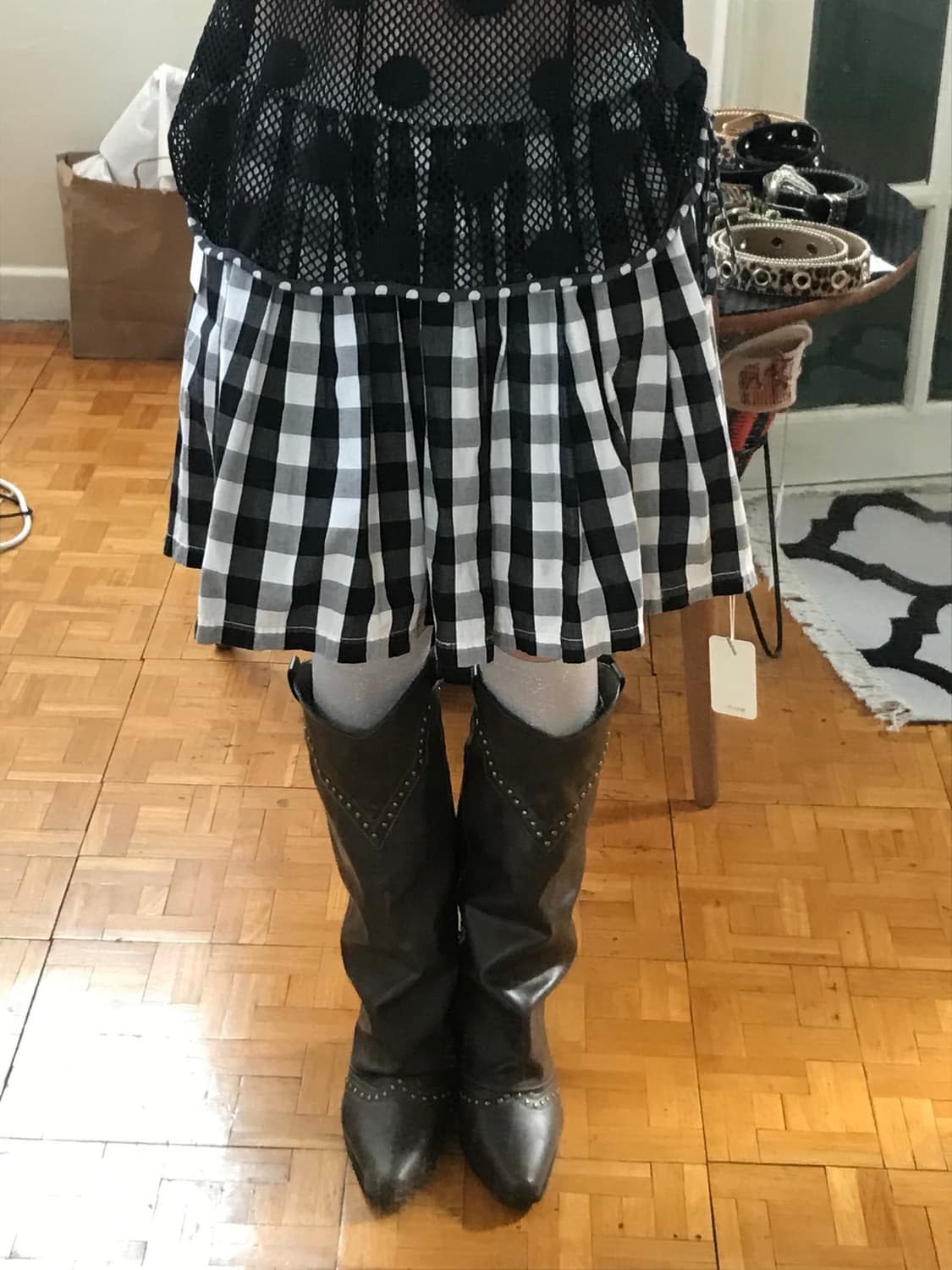 vintage check pattern skirt 상품이미지3