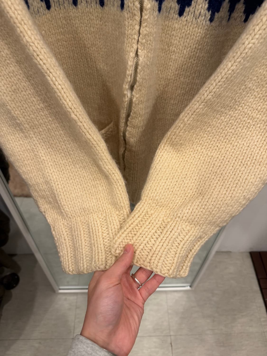 60-70s Vtg 빈티지 헤비울 노르딕 코위찬 니트 집업 상품이미지5