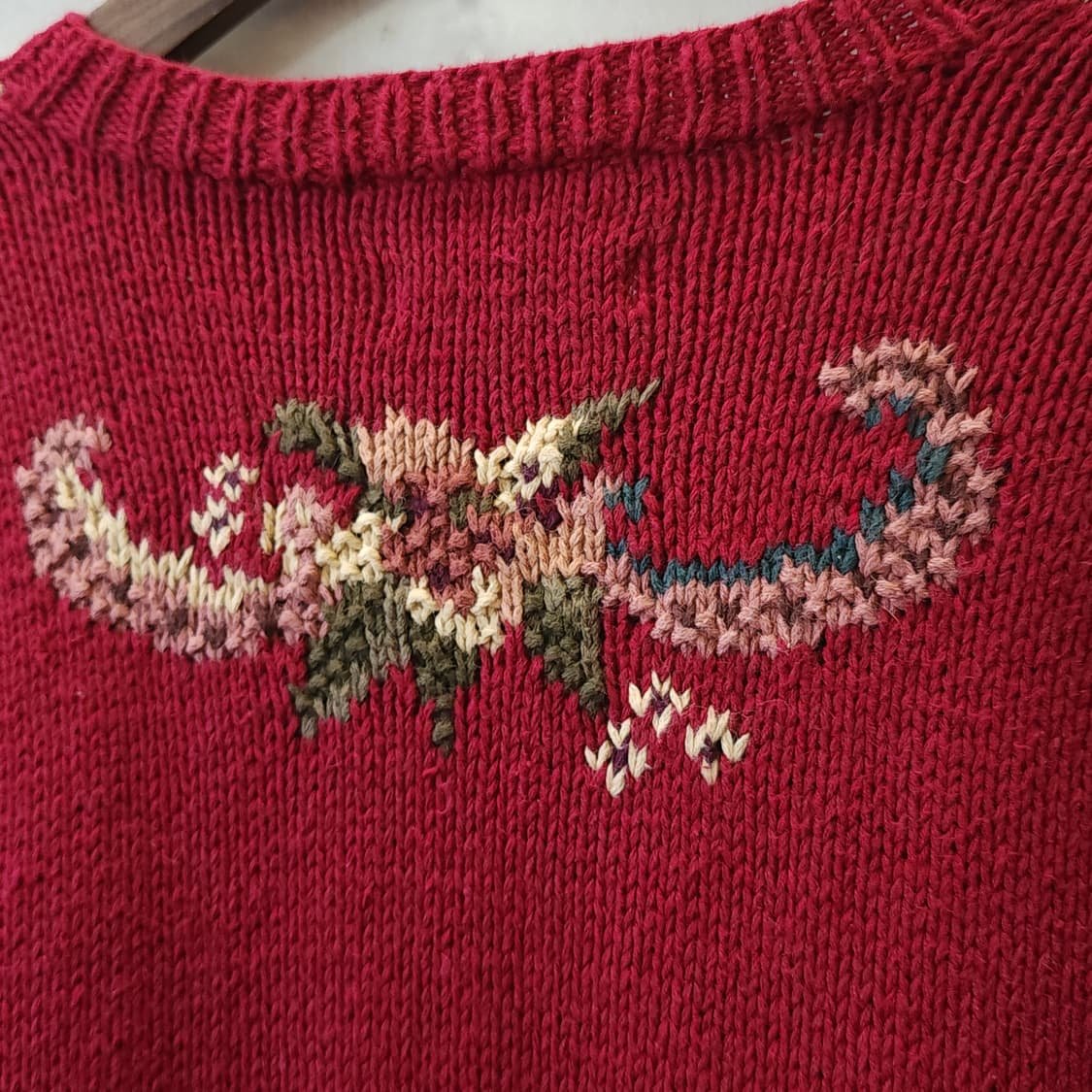 90s 빈티지 핸드메이드 니트 원피스 컨트리 강아지 프린팅 코튼 니트 M 상품이미지8