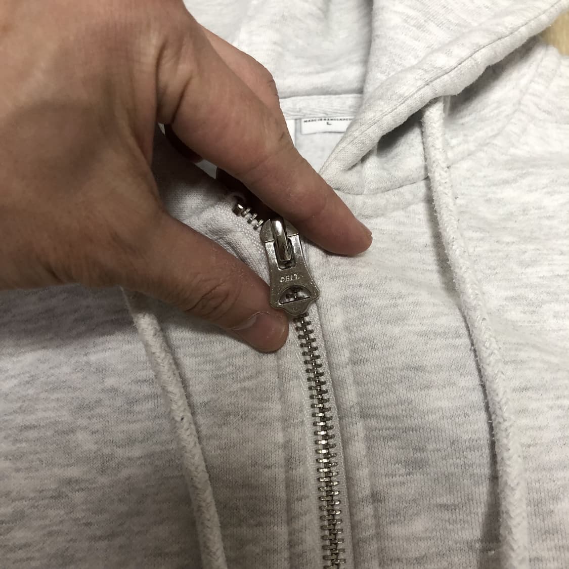 (L) 오베이 OBEY 1% 멜란지 그레이 후드 집업 후드티 상품이미지5