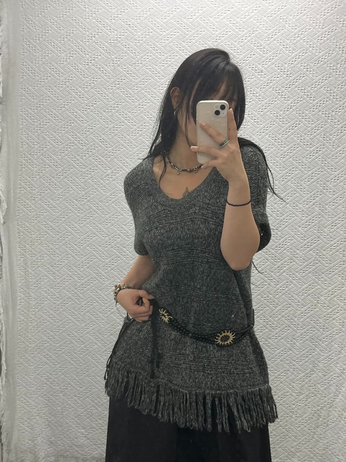 미치코 런던 보헤미안 프린지 래글런 태슬 디테일 니트 L C06519 상품이미지1