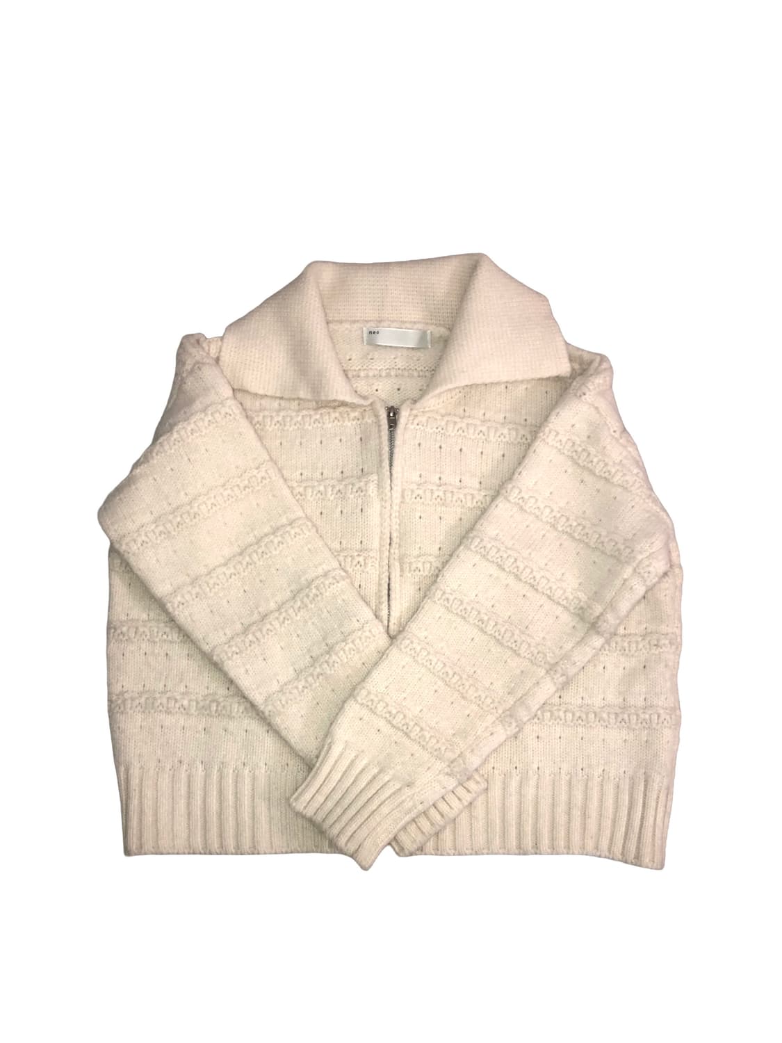 아이보리 니트 집업 상품이미지1