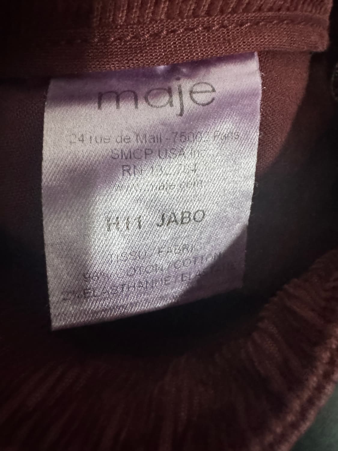 여성 마쥬 maje 버건디 코듀로이 팬츠 25.9인치 상품이미지4