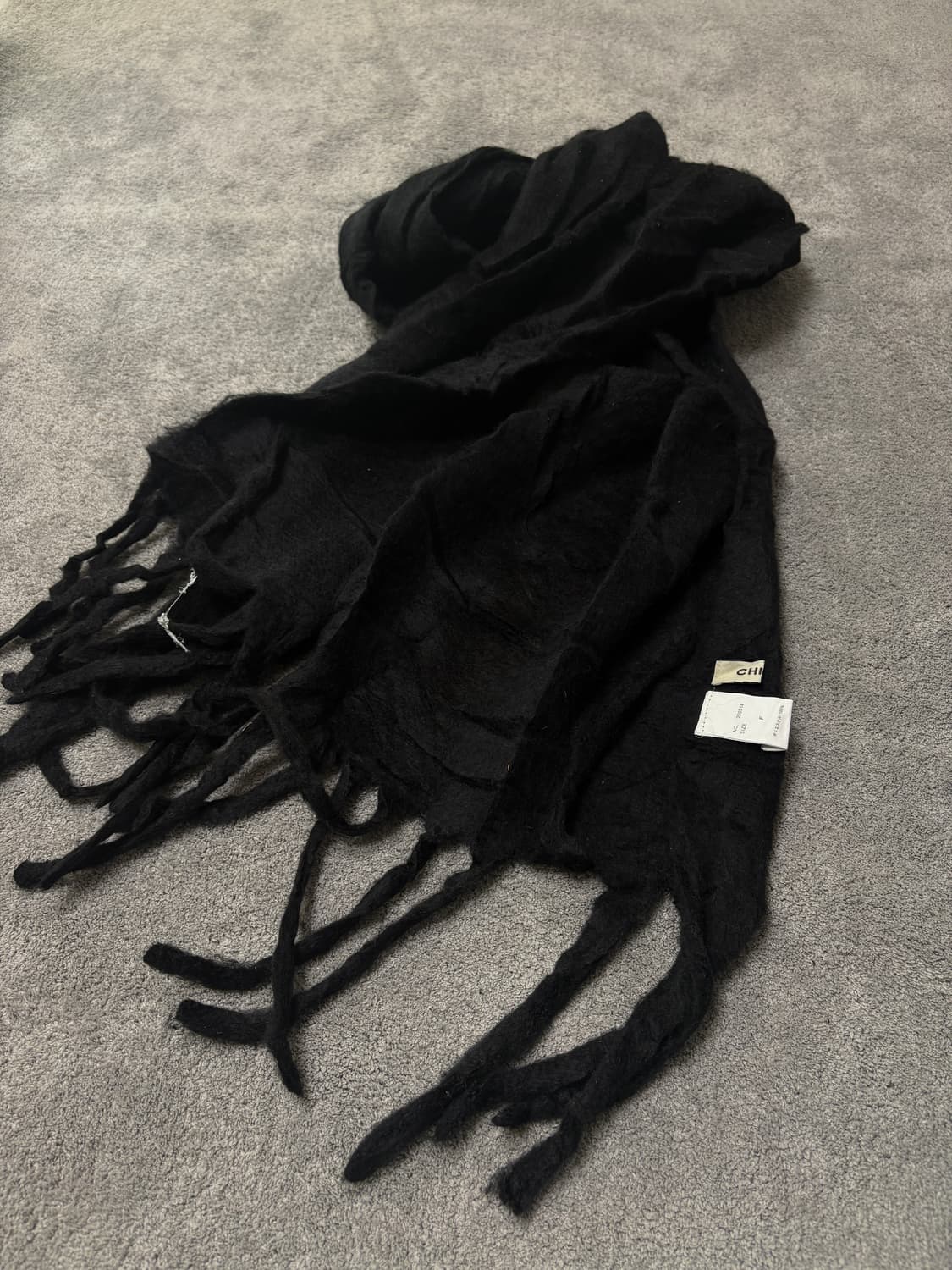 Vintage minial grunge mood black scarf 상품이미지3