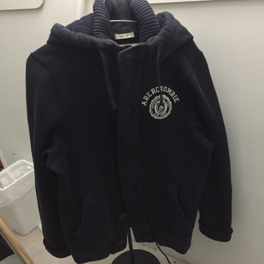 Abercrombie 아베크롬비 네이비 오버핏 기모 후드집업 상품이미지3