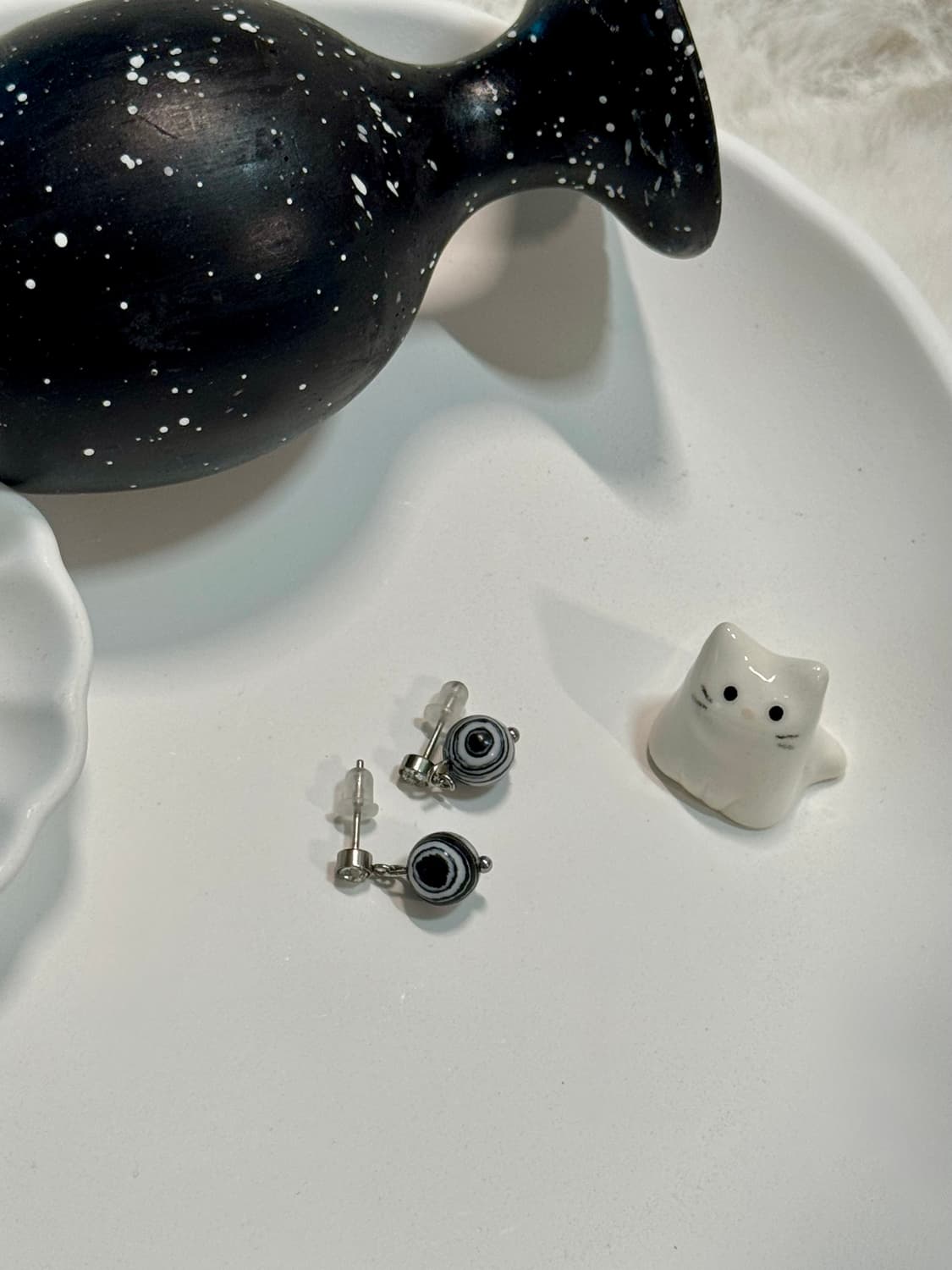 하나뿐인 무늬〰️ 마블 스톤 귀걸이🦓🖤 상품이미지6