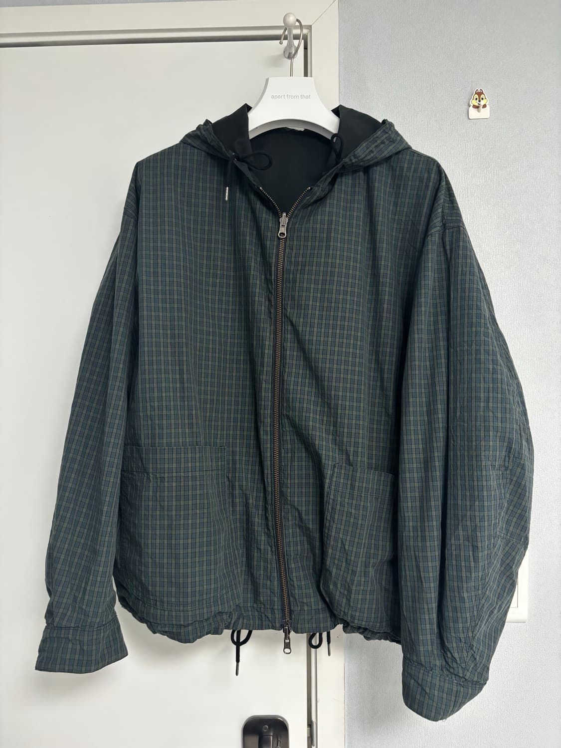 이얼즈어고 체크 리버시블 샌드파카 2/M사이즈 상품이미지6