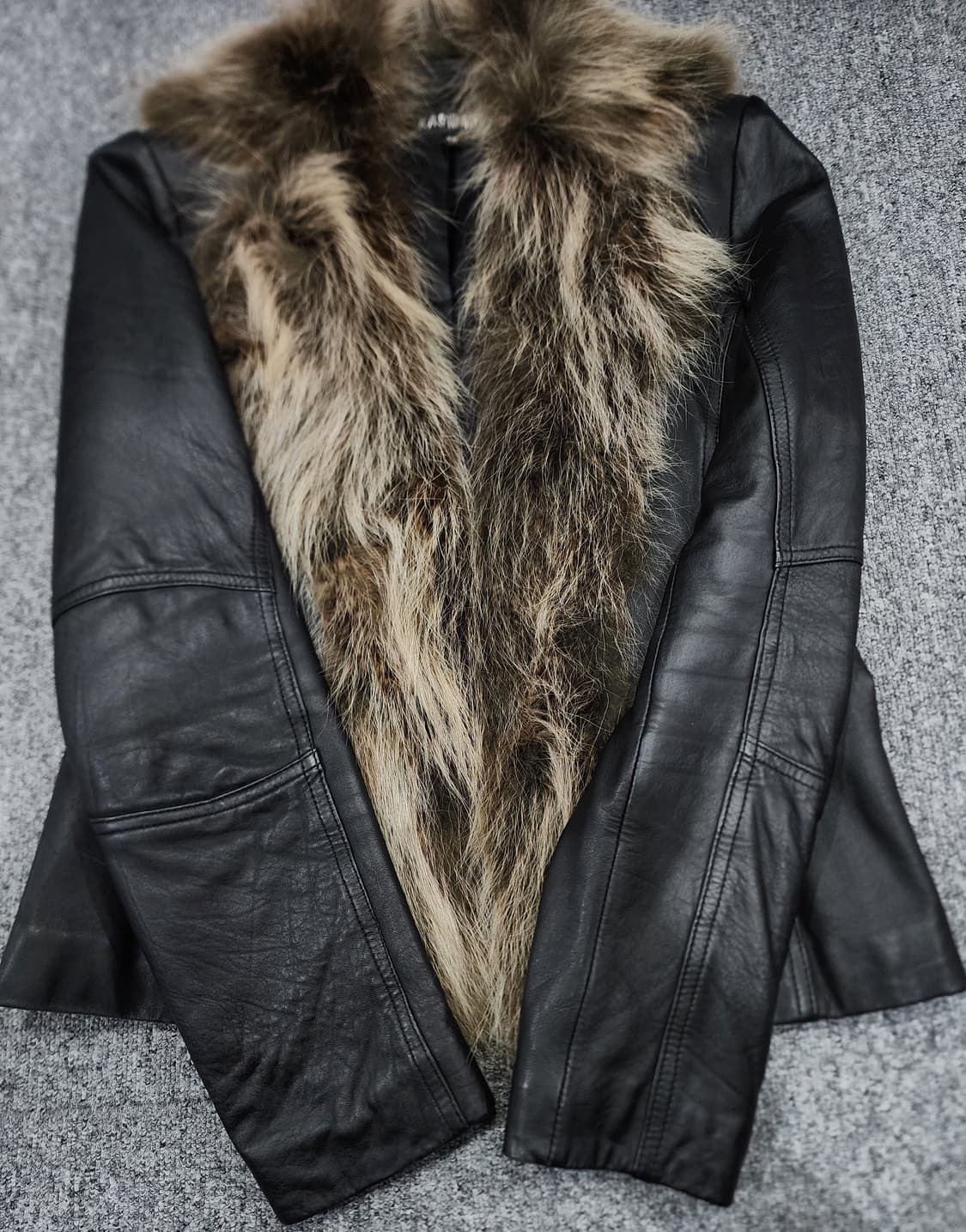 빈티지 양가죽 라쿤 퍼 가죽자켓 상품이미지5